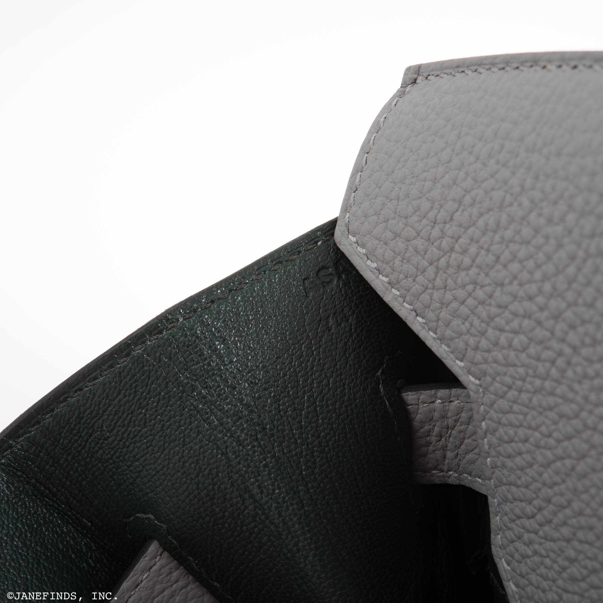 Hermès Birkin 35 HSS Bi-Color Gris Mouette & Vert Fonce Togo Palladium Hardware