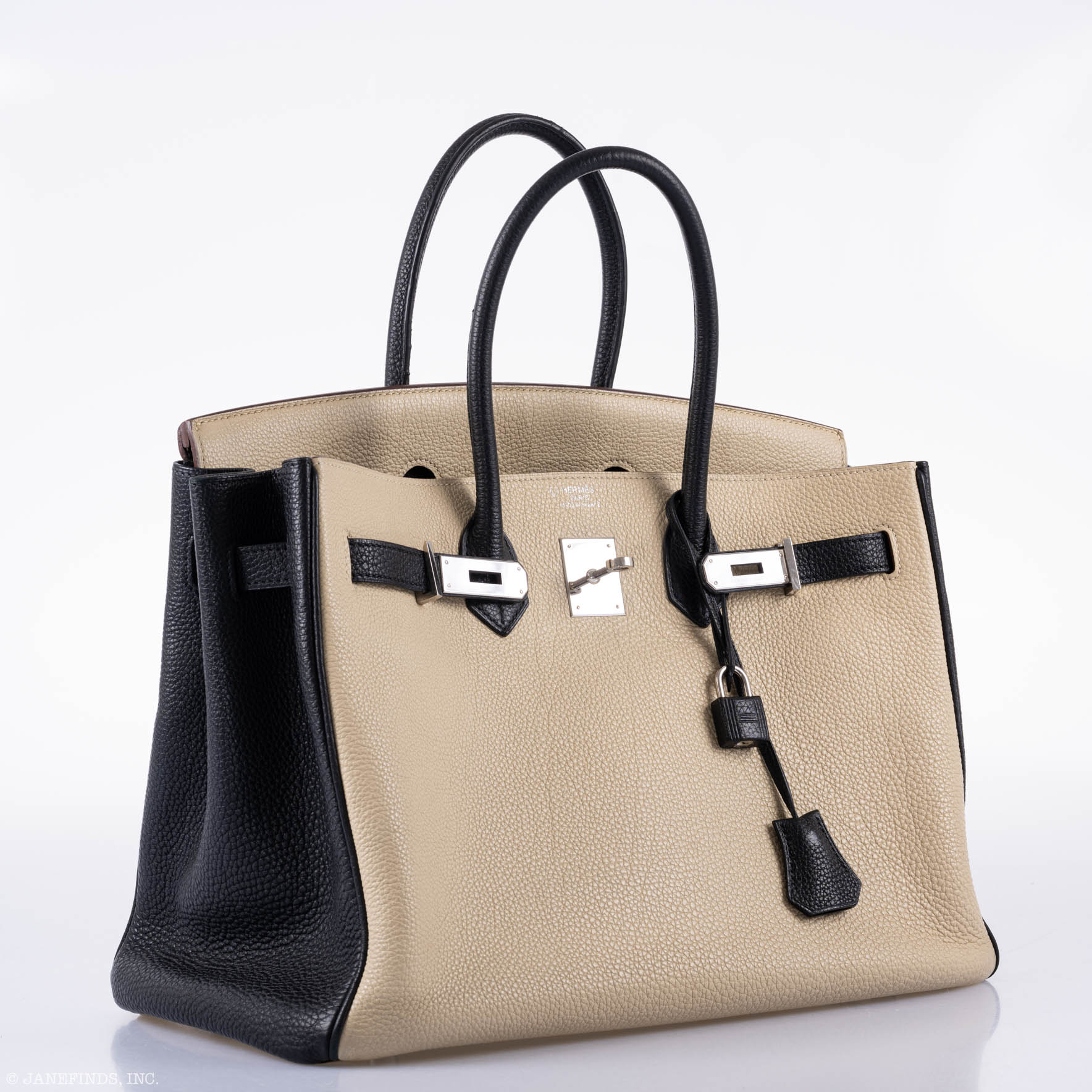 Hermès Birkin 35 HSS Black & Parchemin Togo Leather Palladium Hardware - 2009, M Square