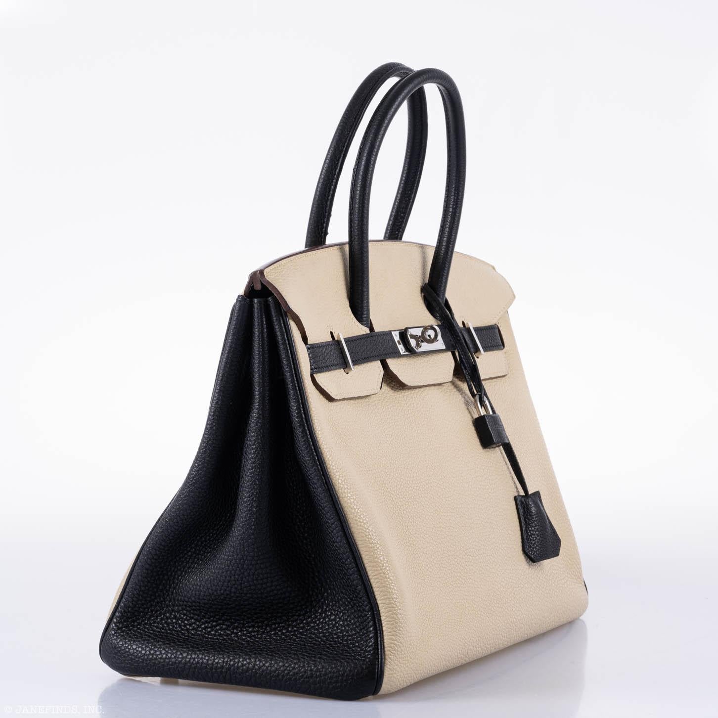 Hermès Birkin 35 HSS Black & Parchemin Togo Leather Palladium Hardware - 2009, M Square
