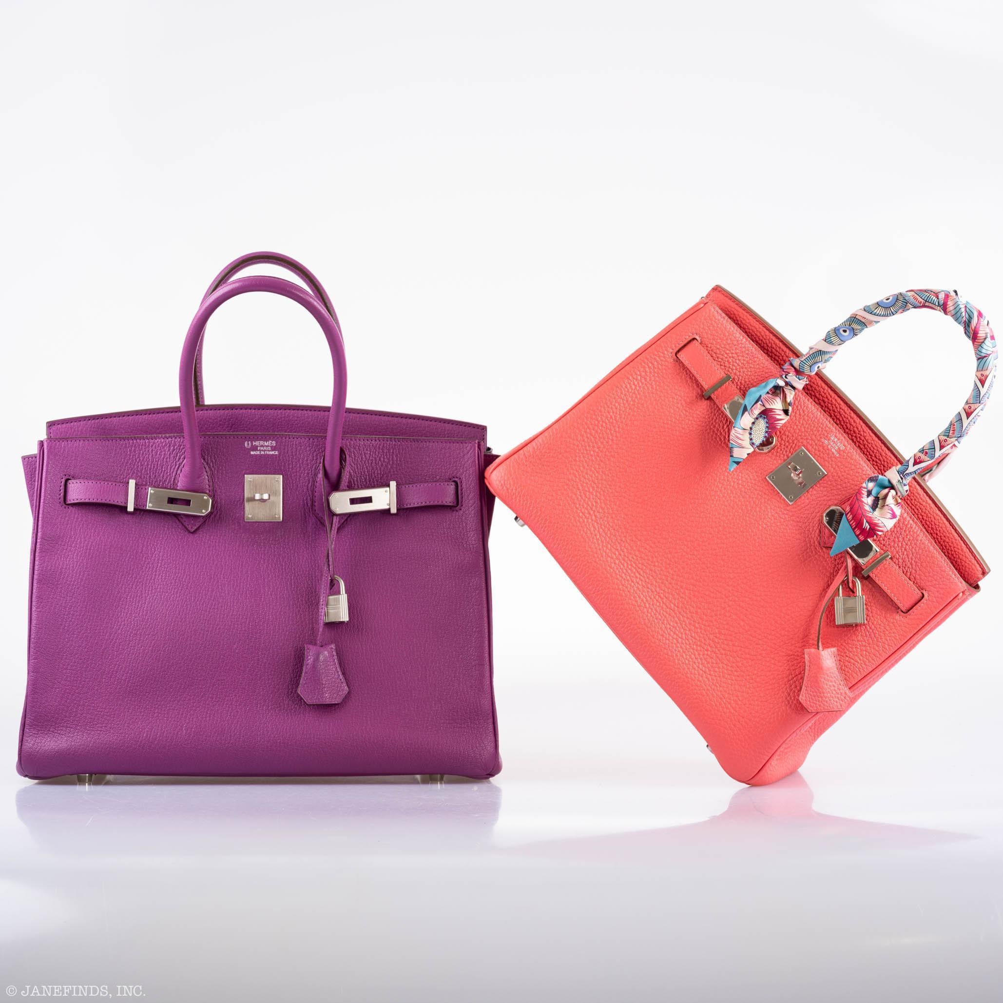 Hermès Birkin 35 HSS Cyclamen & Iris Chèvre Goatskin Brushed Palladium Hardware - 2009 M, Square