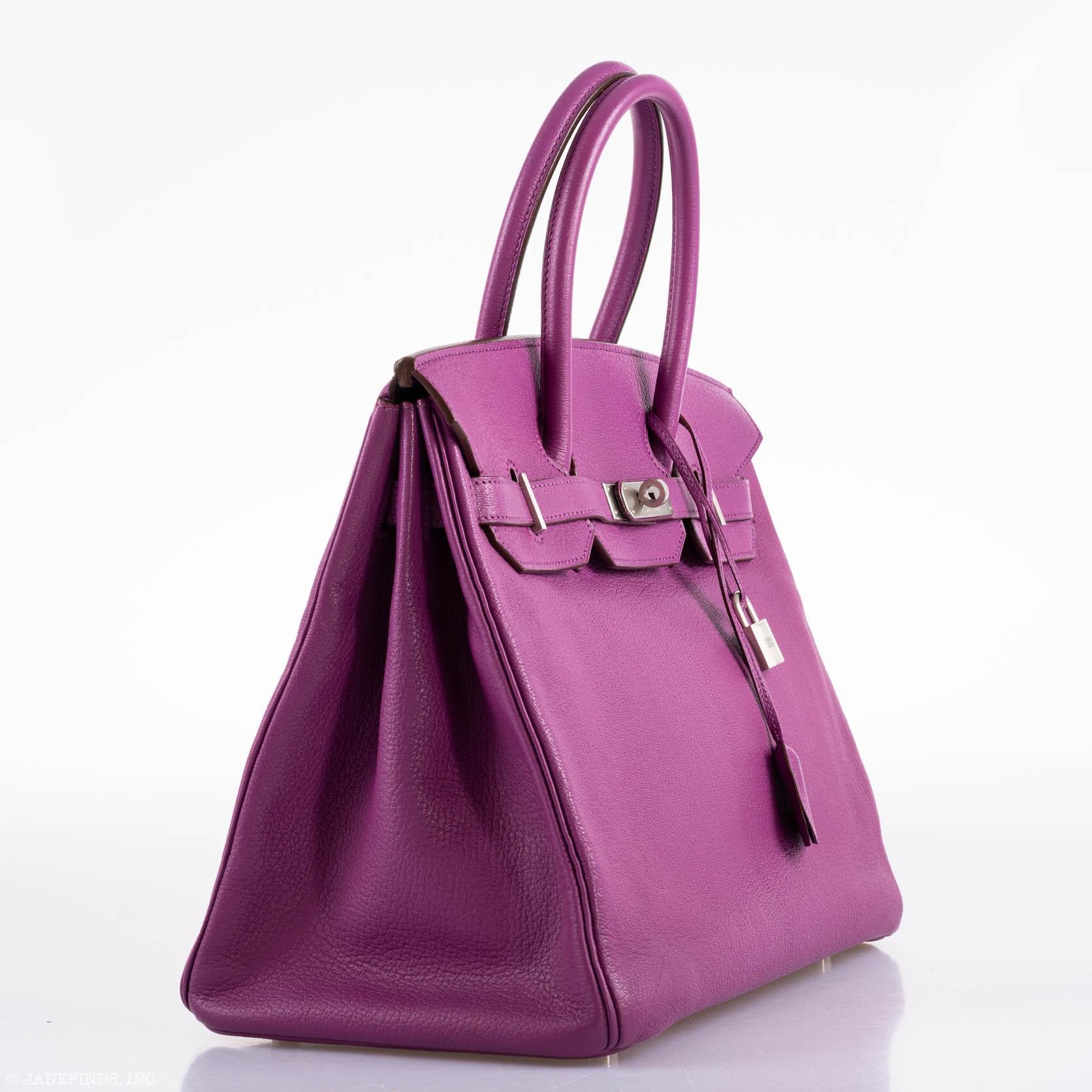 Hermès Birkin 35 HSS Cyclamen & Iris Chèvre Goatskin Brushed Palladium Hardware - 2009 M, Square