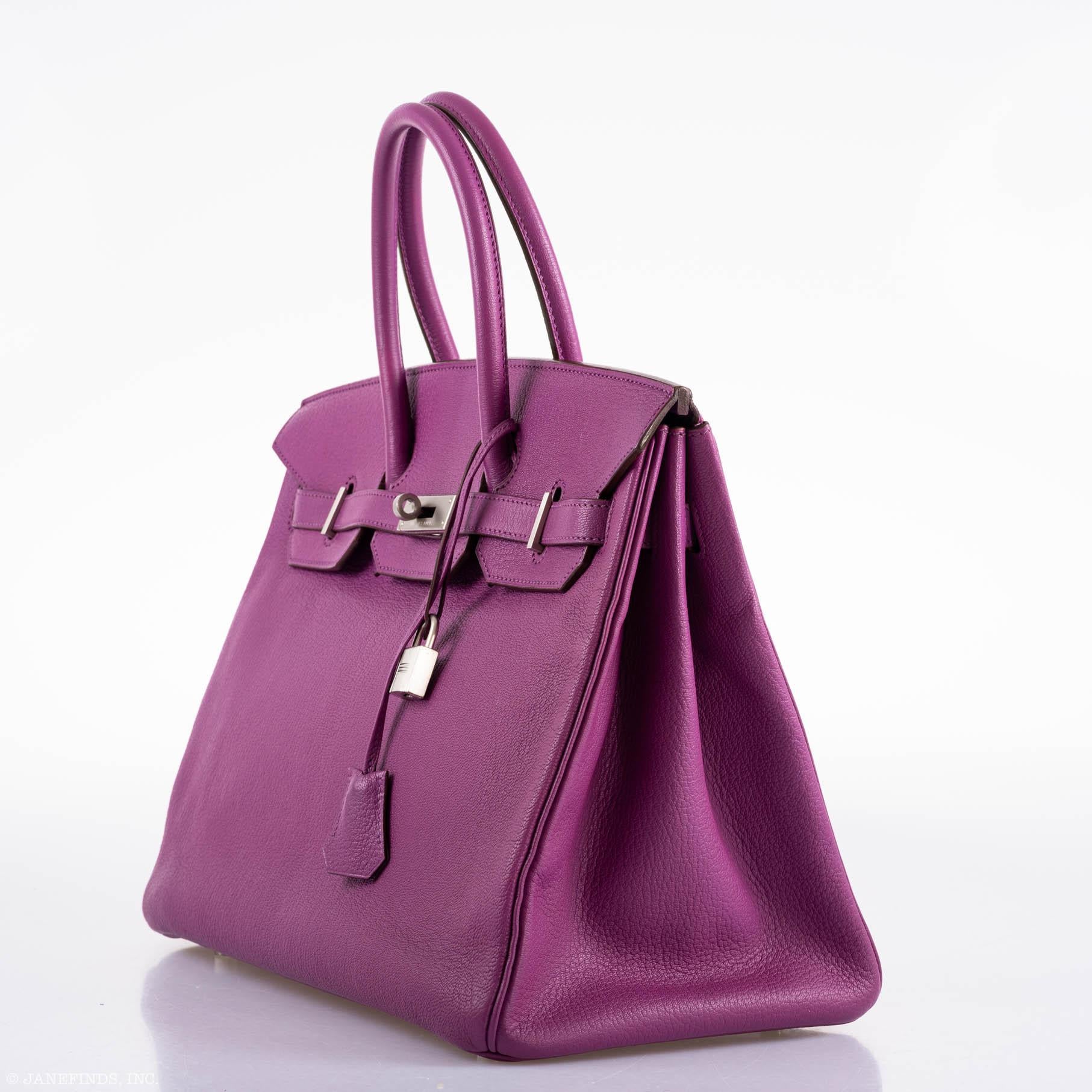 Hermès Birkin 35 HSS Cyclamen & Iris Chèvre Goatskin Brushed Palladium Hardware - 2009 M, Square