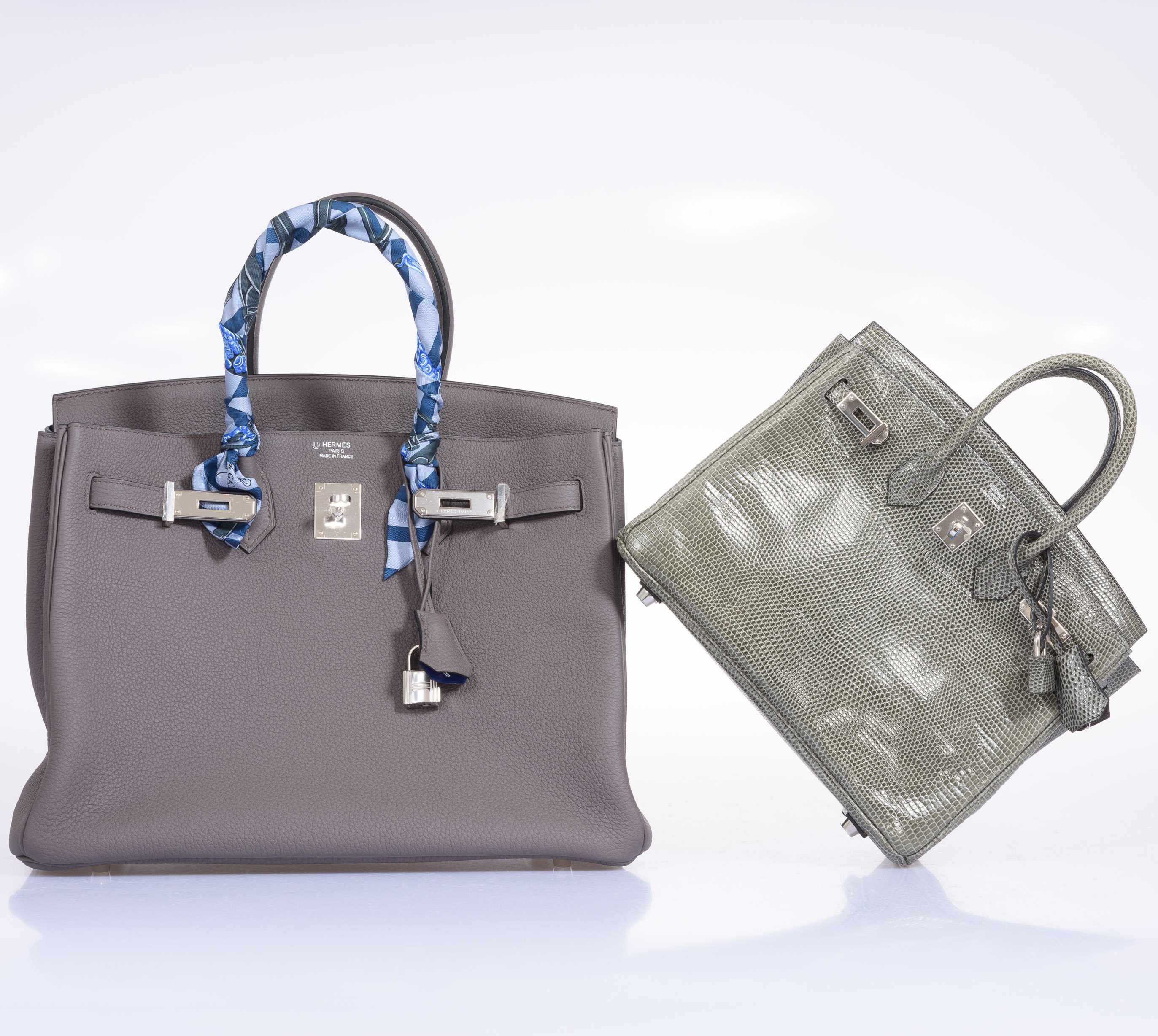 Hermès Birkin 35 HSS Etain With Blue Electric Togo Palladium Hardware