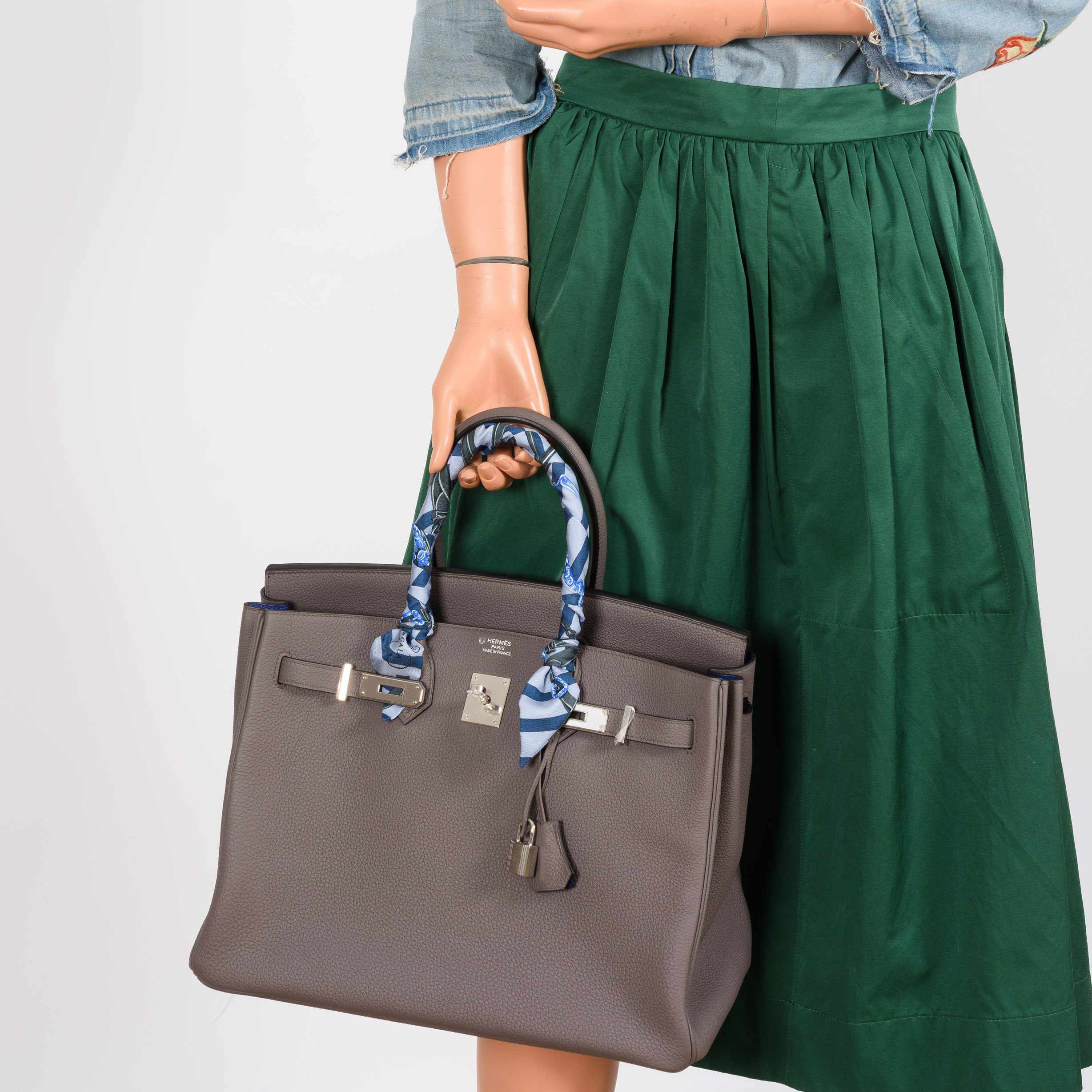 Hermès Birkin 35 HSS Etain With Blue Electric Togo Palladium Hardware