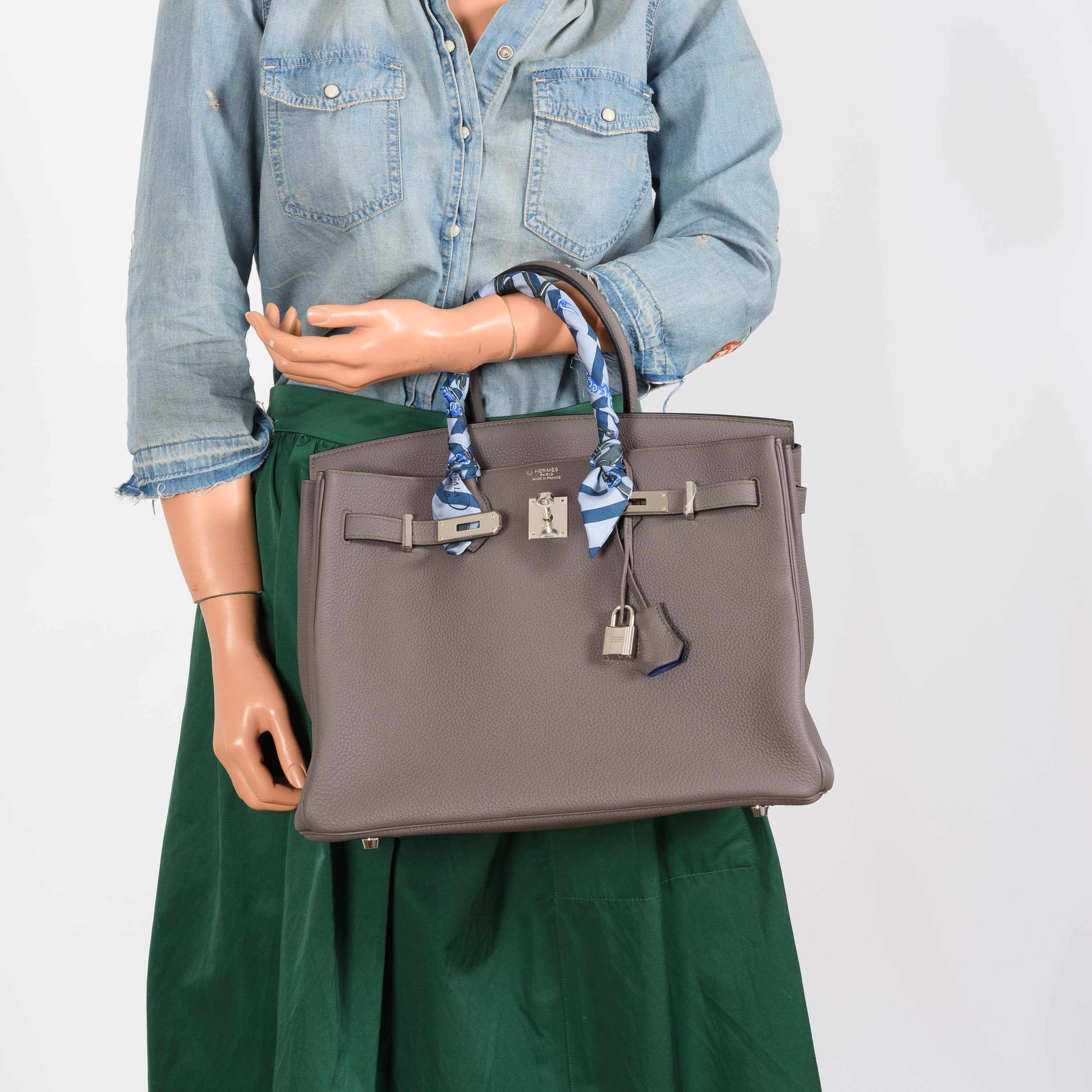 Hermès Birkin 35 HSS Etain With Blue Electric Togo Palladium Hardware