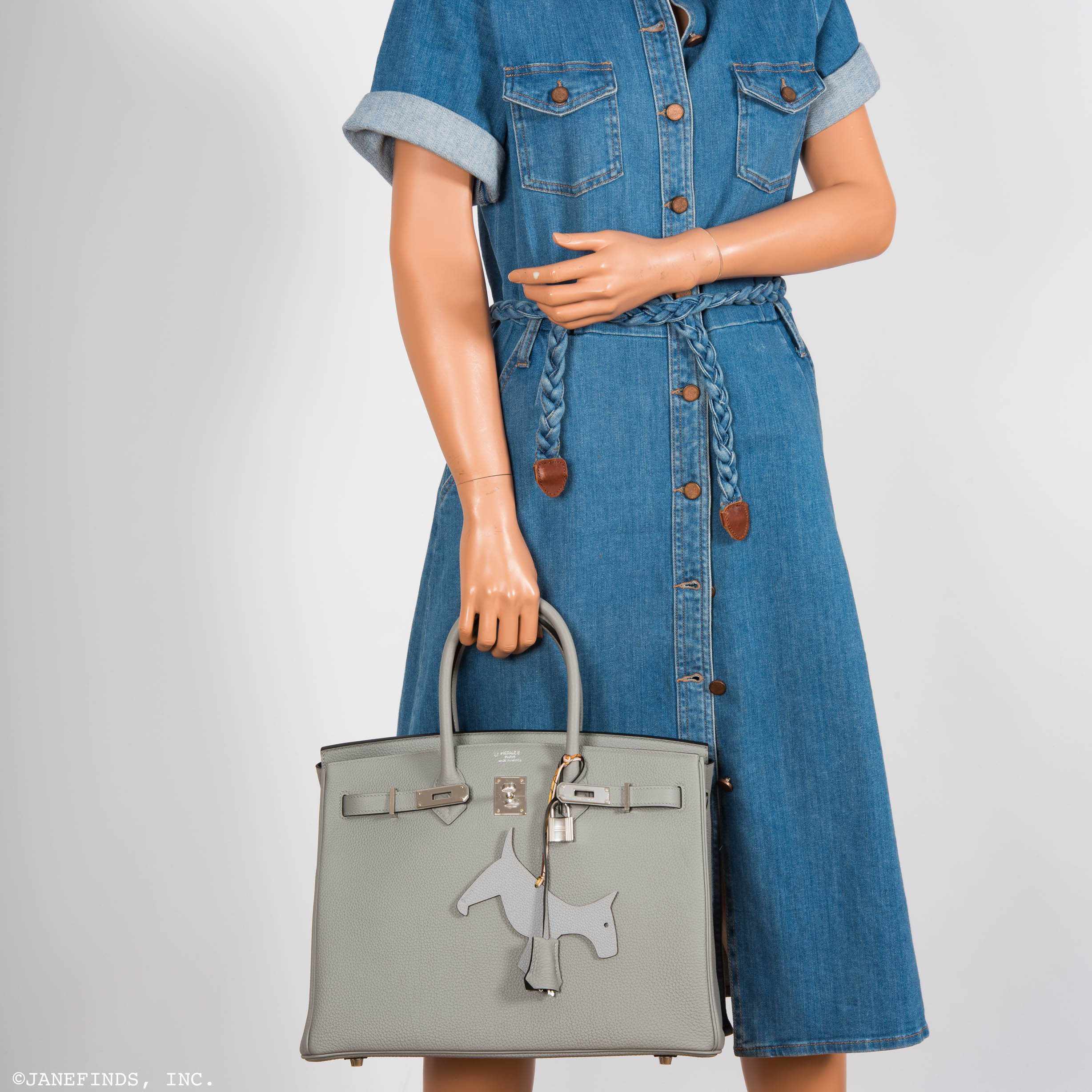 Hermès Birkin 35 HSS Gris Mouette & Vert Fonce Togo Palladium Hardware