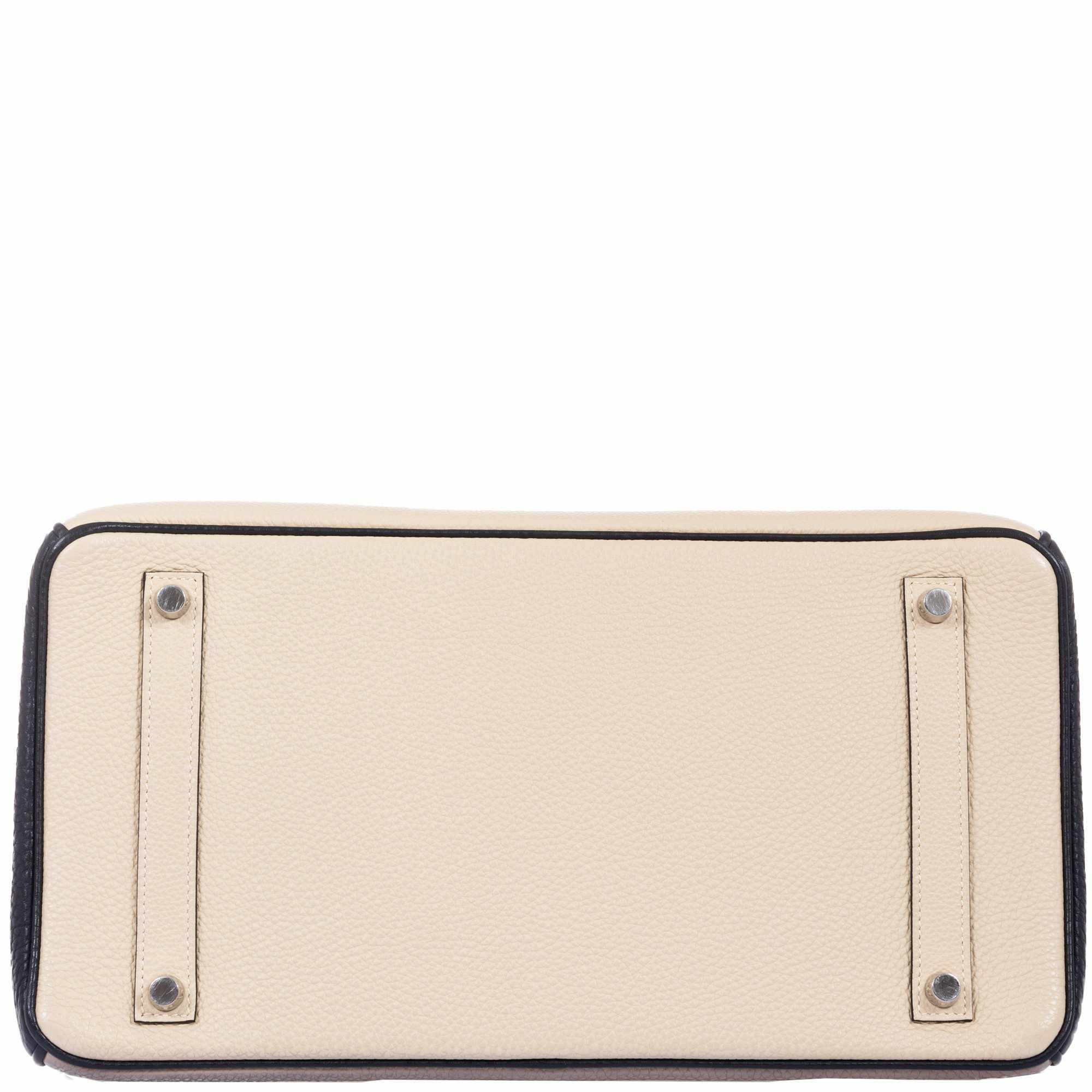 Hermès Birkin 35 HSS Tri-Color Parchment, Etoupe & Black Togo Palladium Hardware - 2007