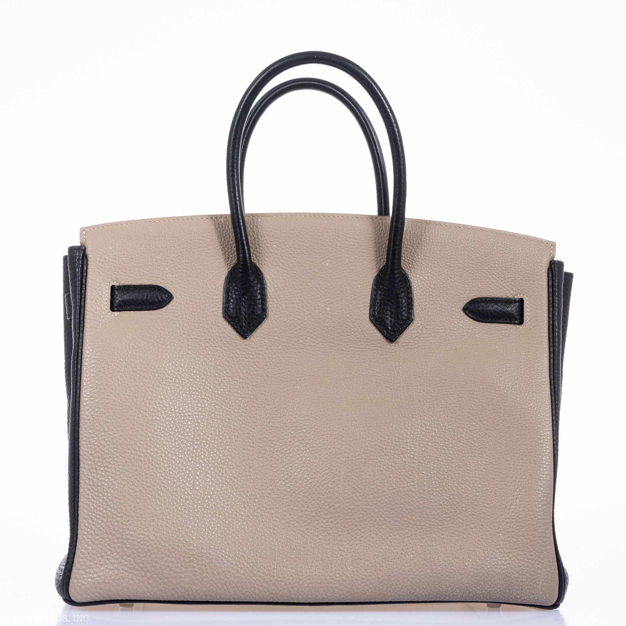 Hermès Birkin 35 HSS Tri-Color Parchment, Etoupe & Black Togo Palladium Hardware - 2007