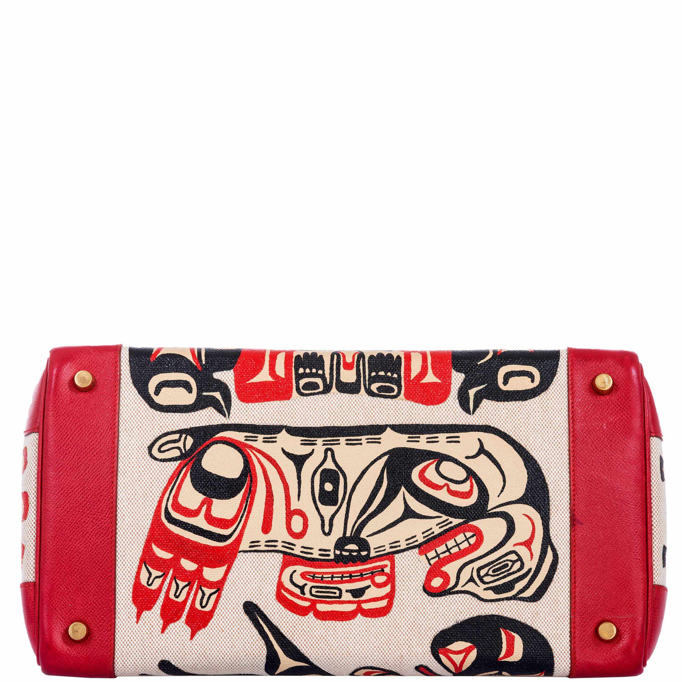 Hermès Birkin 35 JaneFinds Custom Shop "Totem" Rouge Vif Courchevel & Toile Gold Hardware