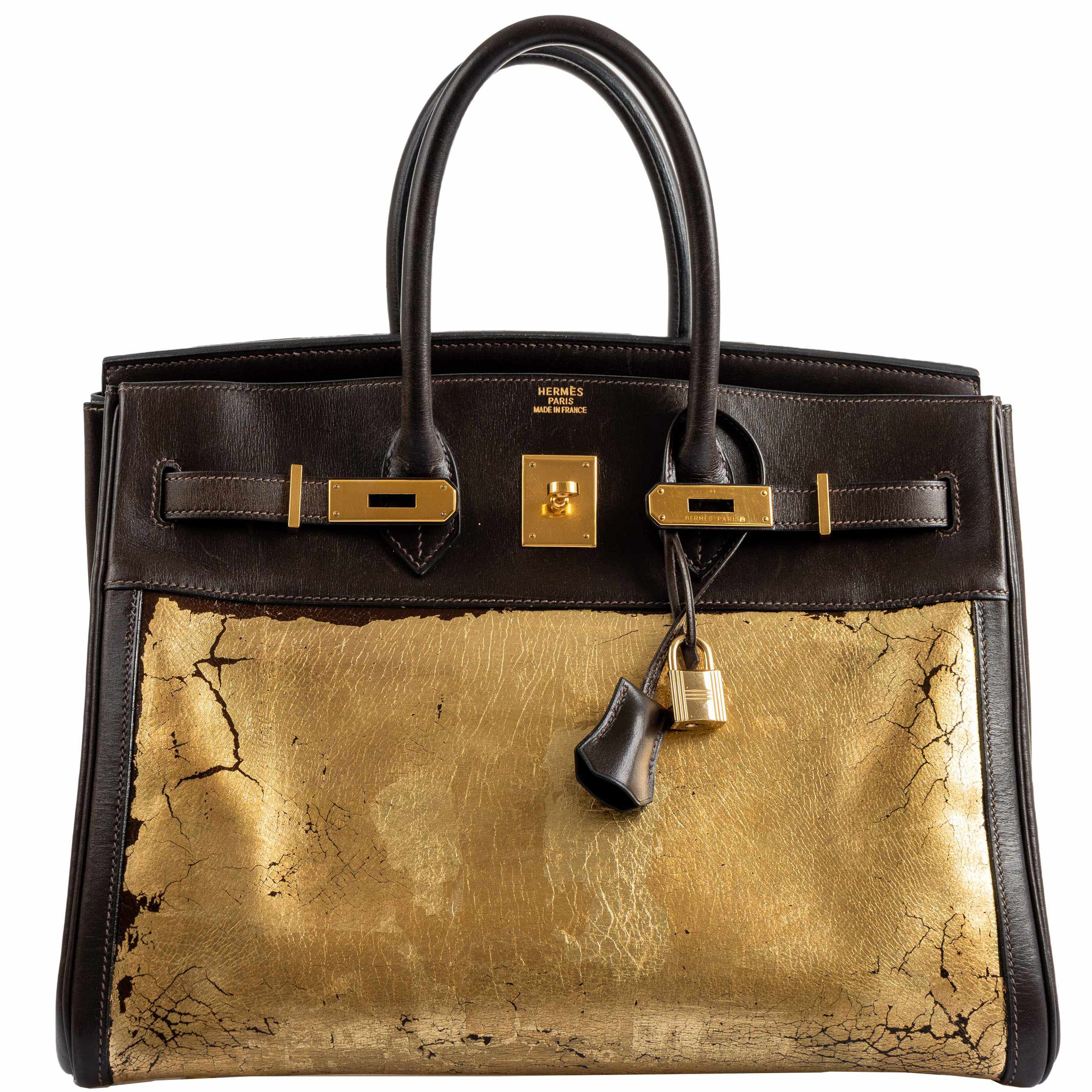 Hermès Birkin 35 "L'Amazone d'Or" Gold Leaf Amazonia/Marron Foncé Box Gold Hardware JaneFinds Custom Shop