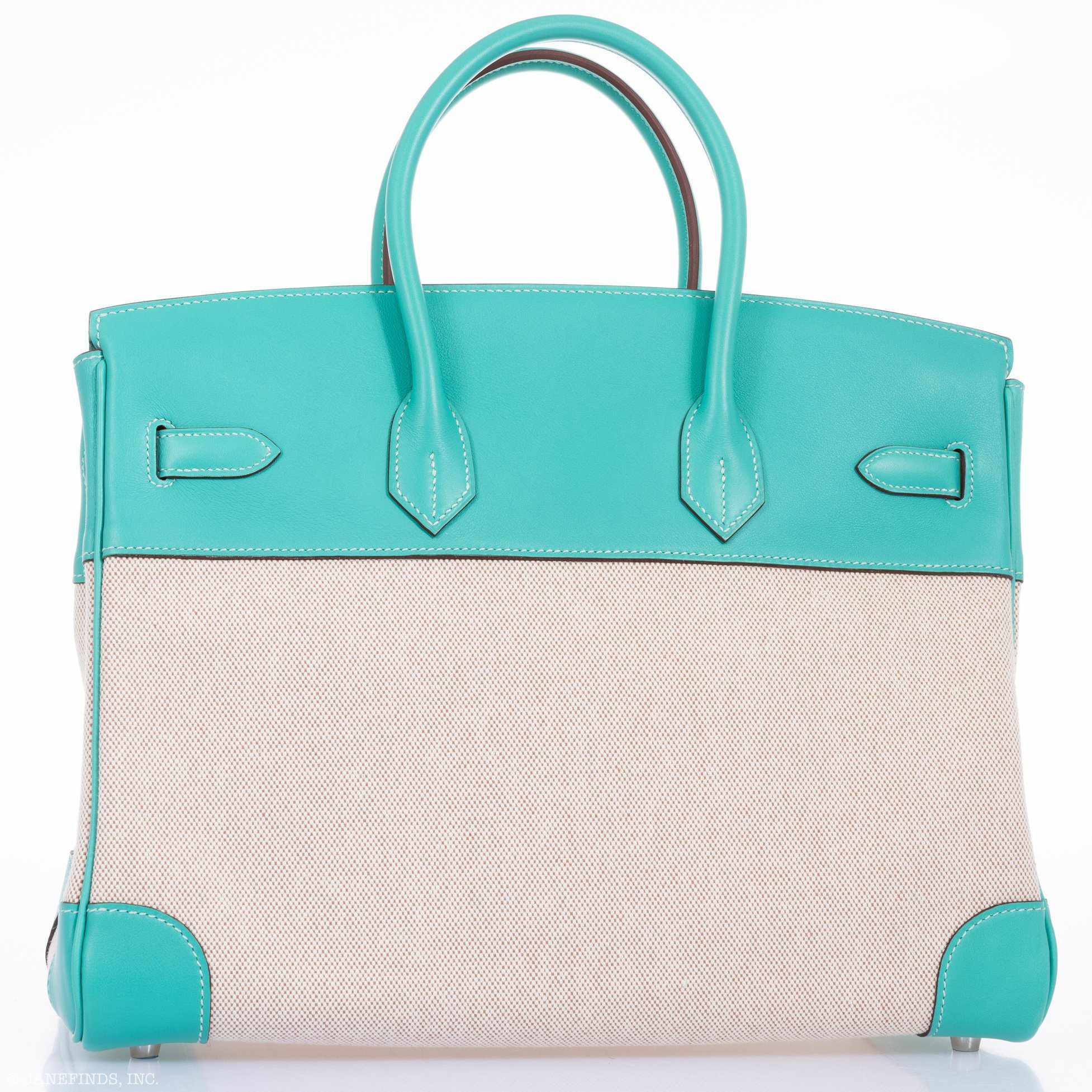Hermès Birkin 35 Lagoon Swift And Toile Palladium Hardware