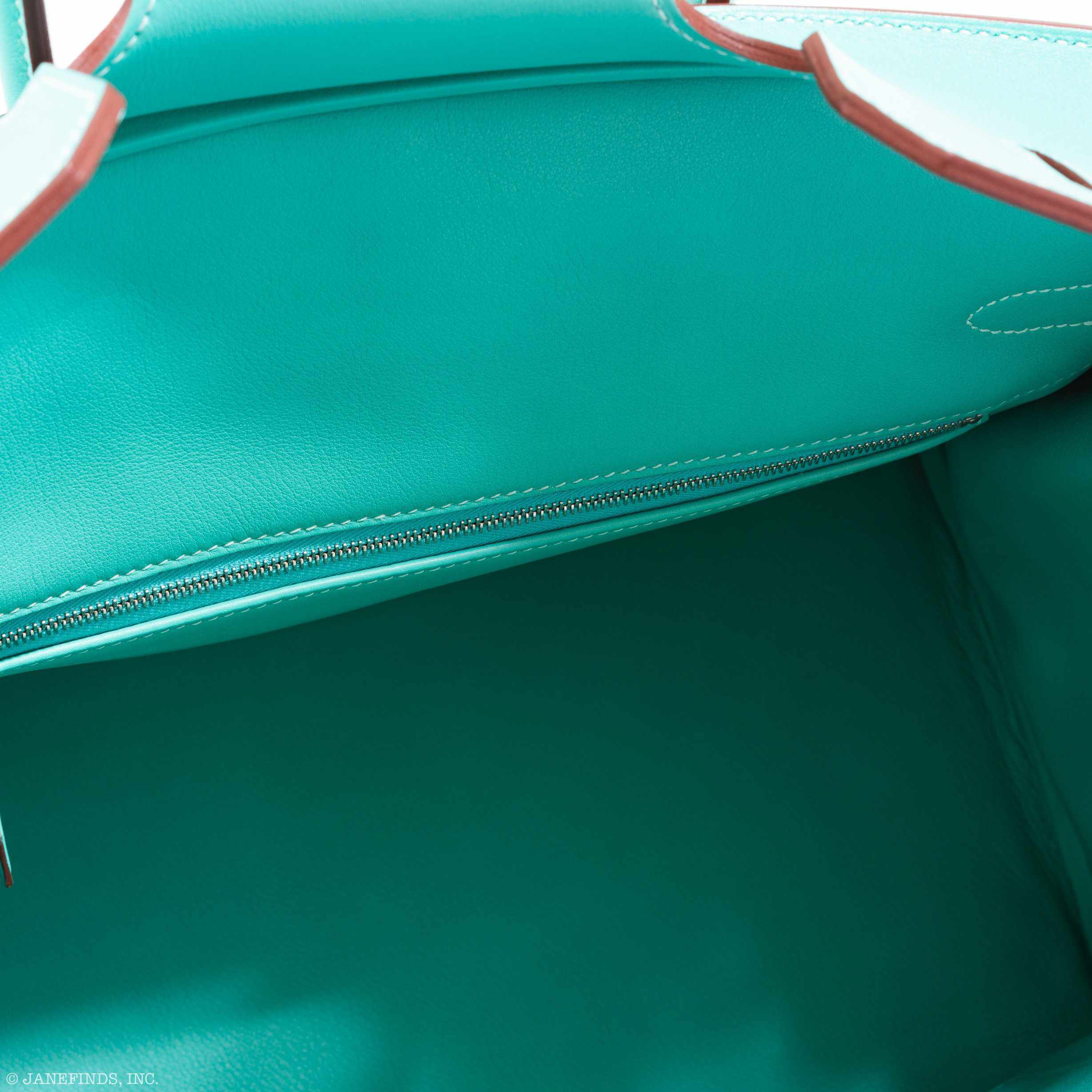 Hermès Birkin 35 Lagoon Swift And Toile Palladium Hardware