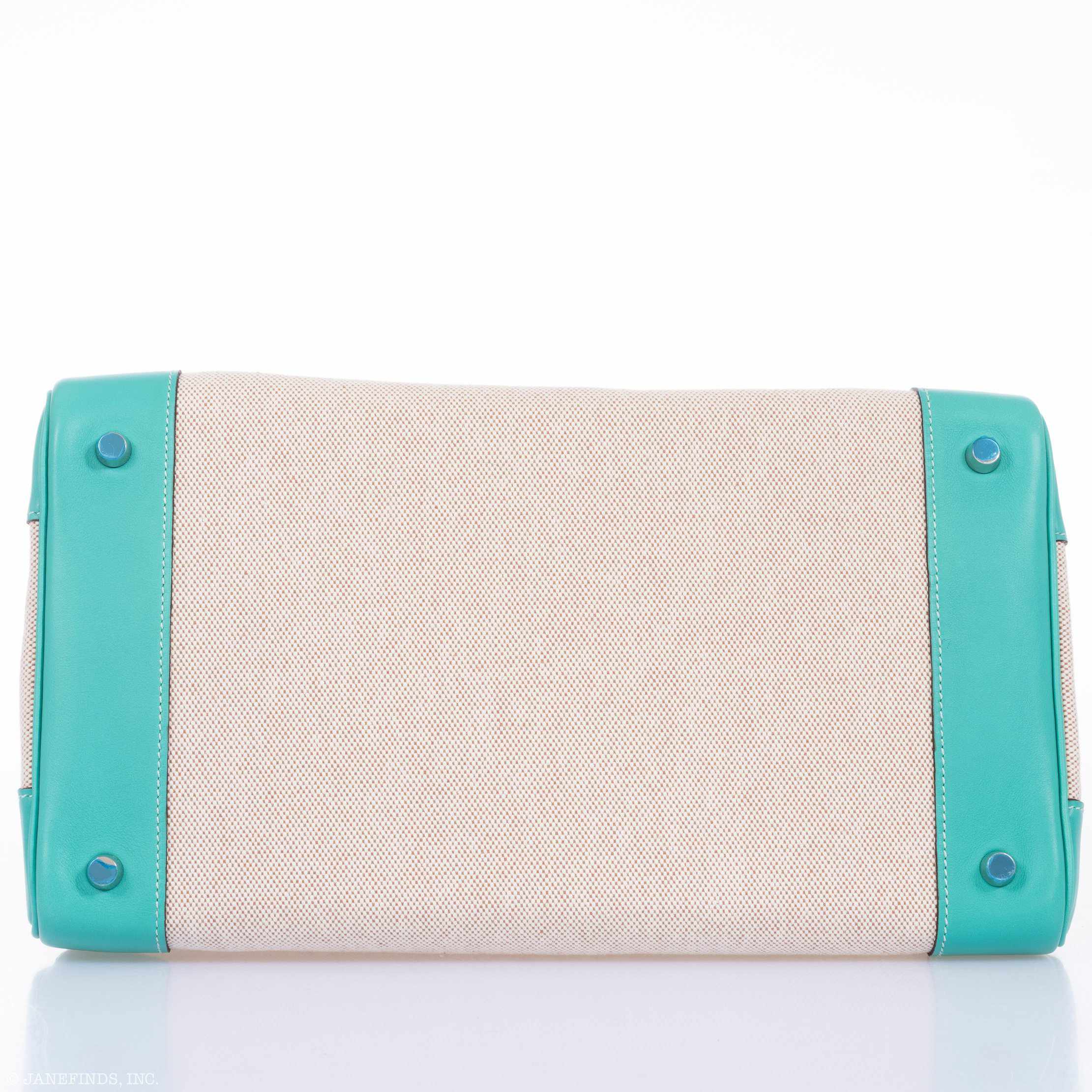 Hermès Birkin 35 Lagoon Swift And Toile Palladium Hardware