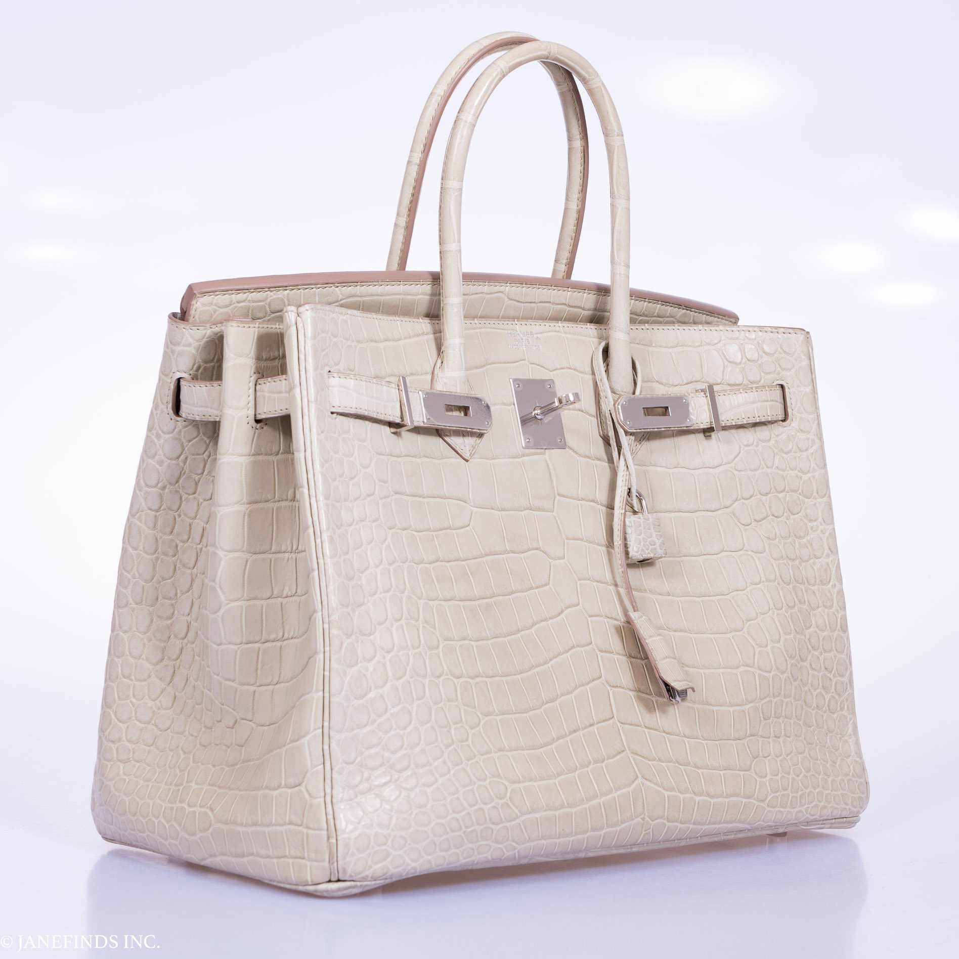 Hermès Birkin 35 Matte Beton Porosus Crocodile Palladium Hardware