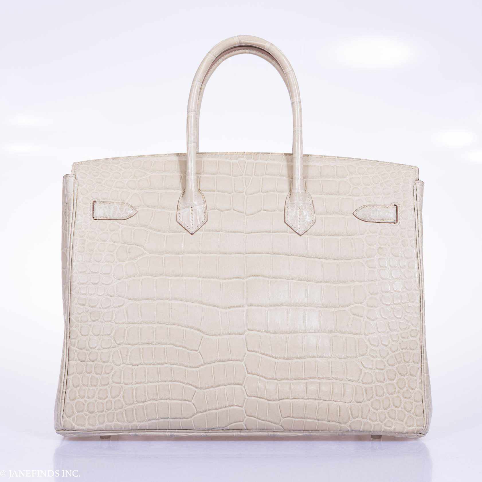 Hermès Birkin 35 Matte Beton Porosus Crocodile Palladium Hardware