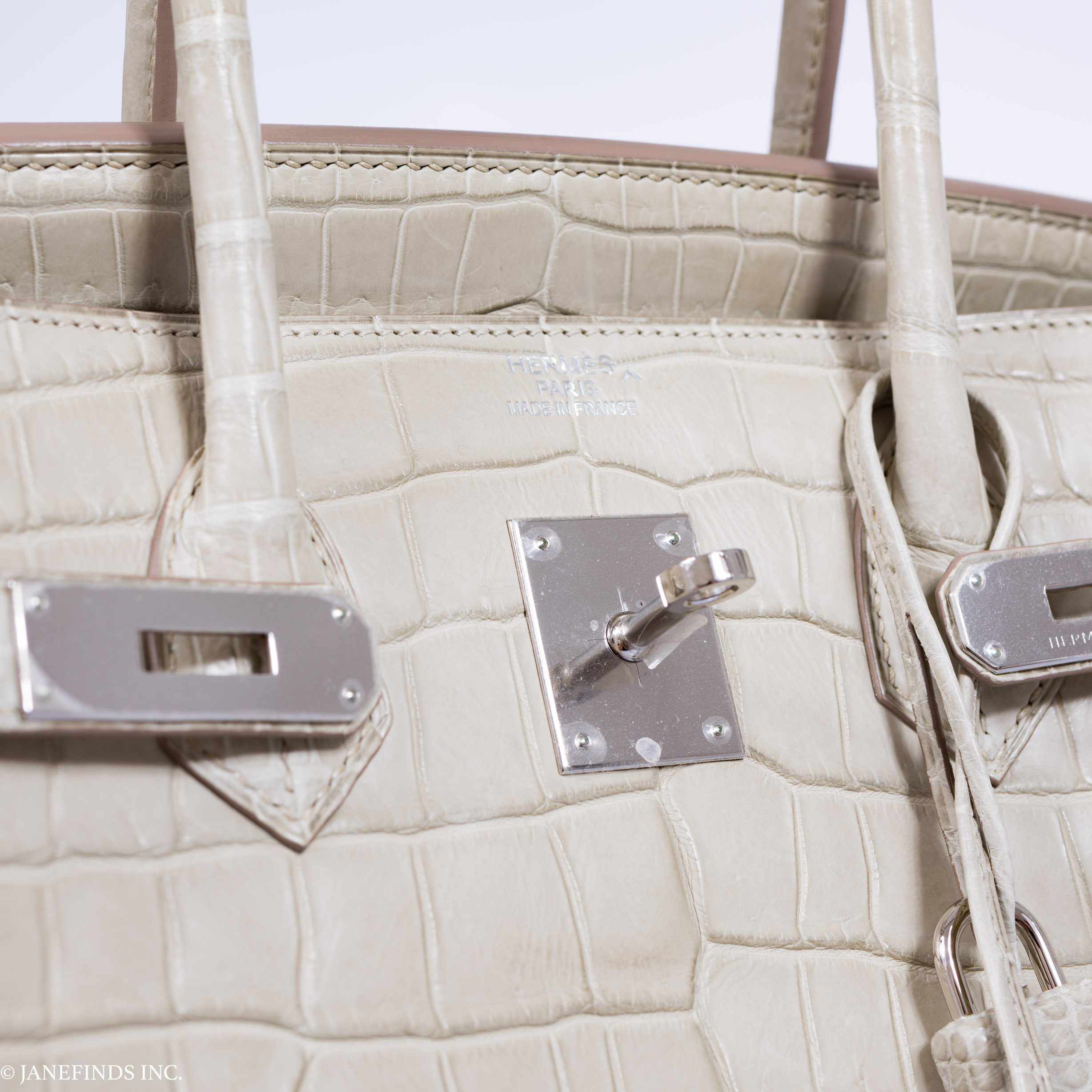 Hermès Birkin 35 Matte Beton Porosus Crocodile Palladium Hardware