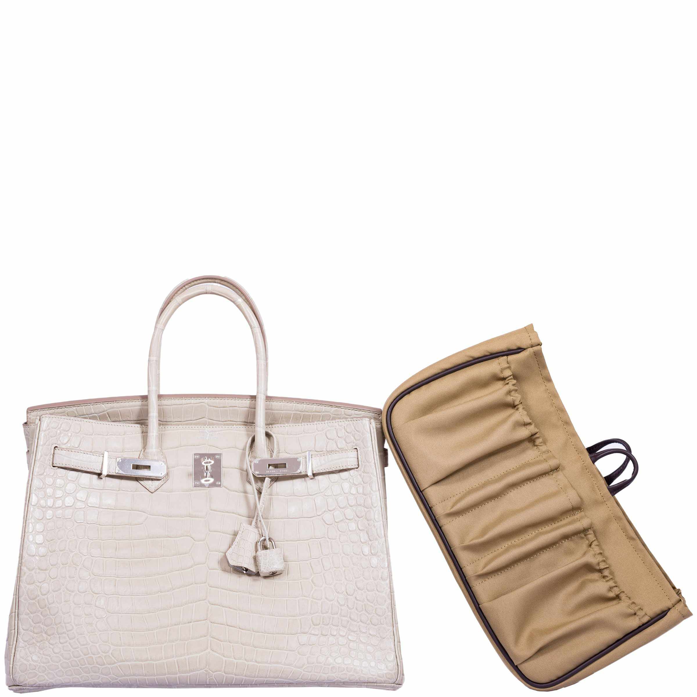 Hermès Birkin 35 Matte Beton Porosus Crocodile Palladium Hardware