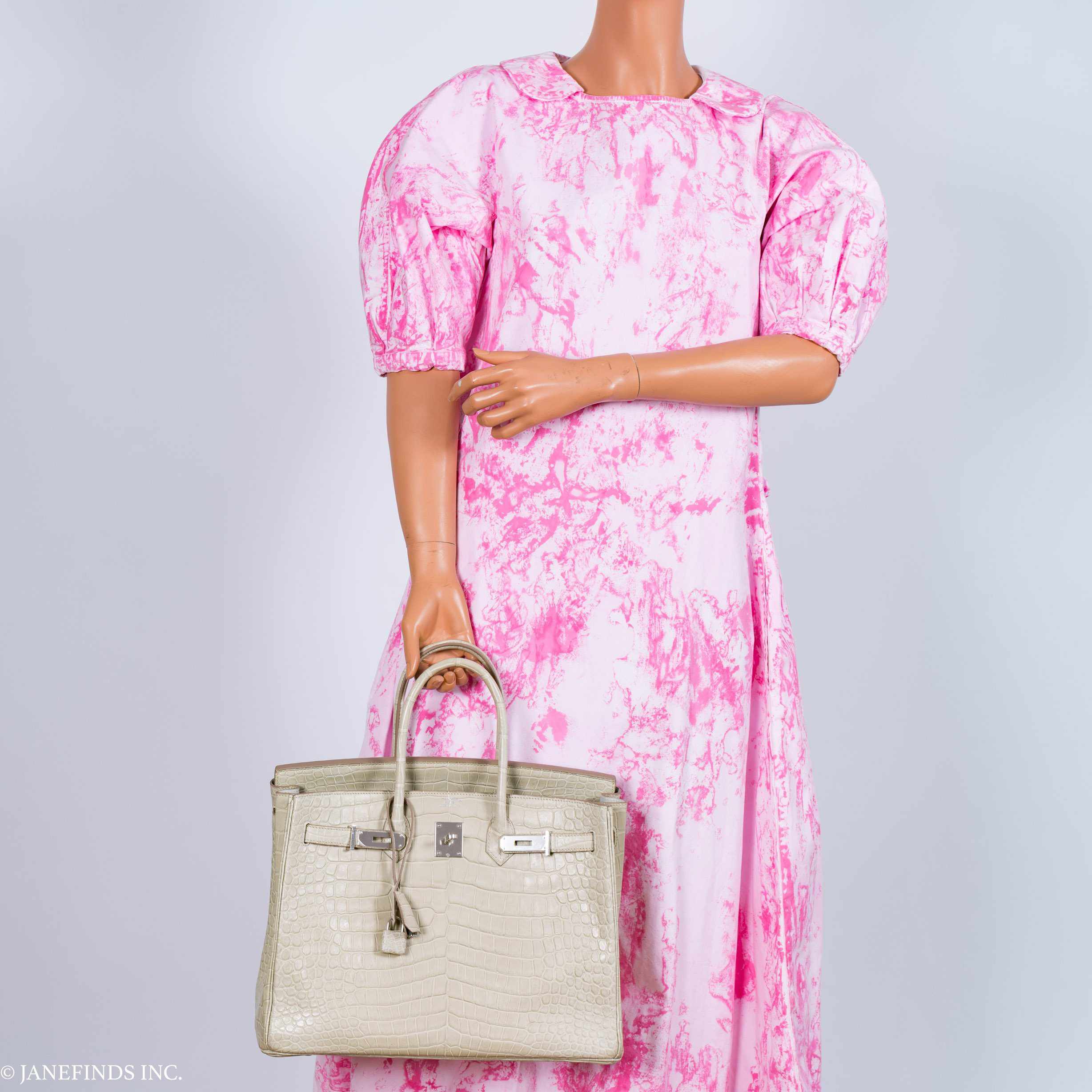 Hermès Birkin 35 Matte Beton Porosus Crocodile Palladium Hardware