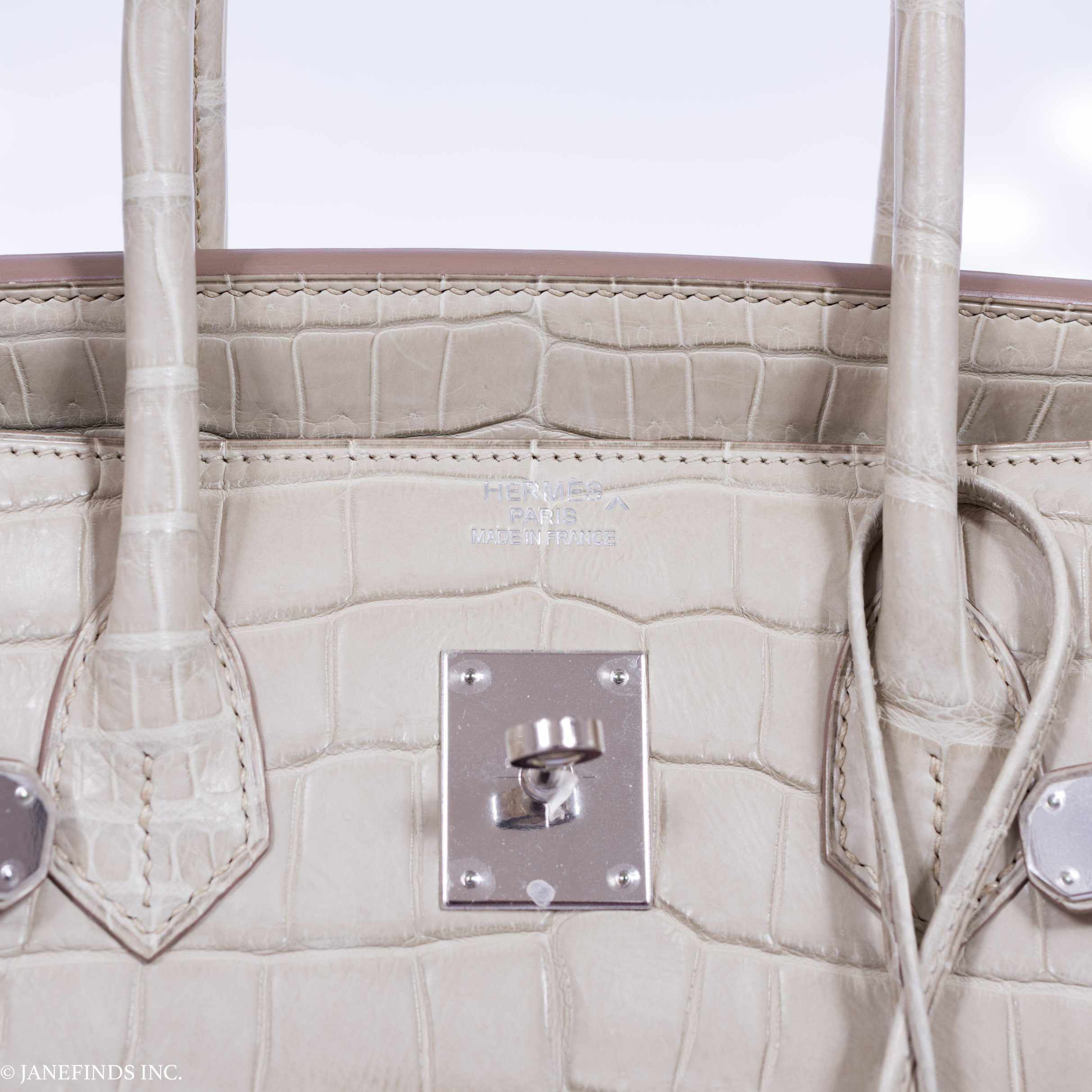 Hermès Birkin 35 Matte Beton Porosus Crocodile Palladium Hardware