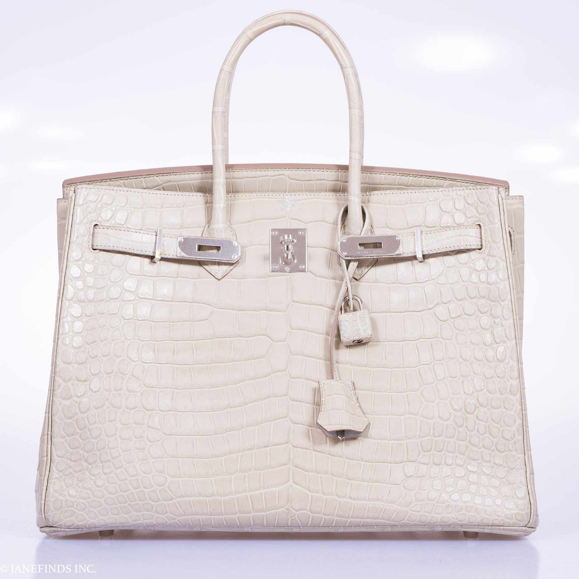 Hermès Birkin 35 Matte Beton Porosus Crocodile Palladium Hardware