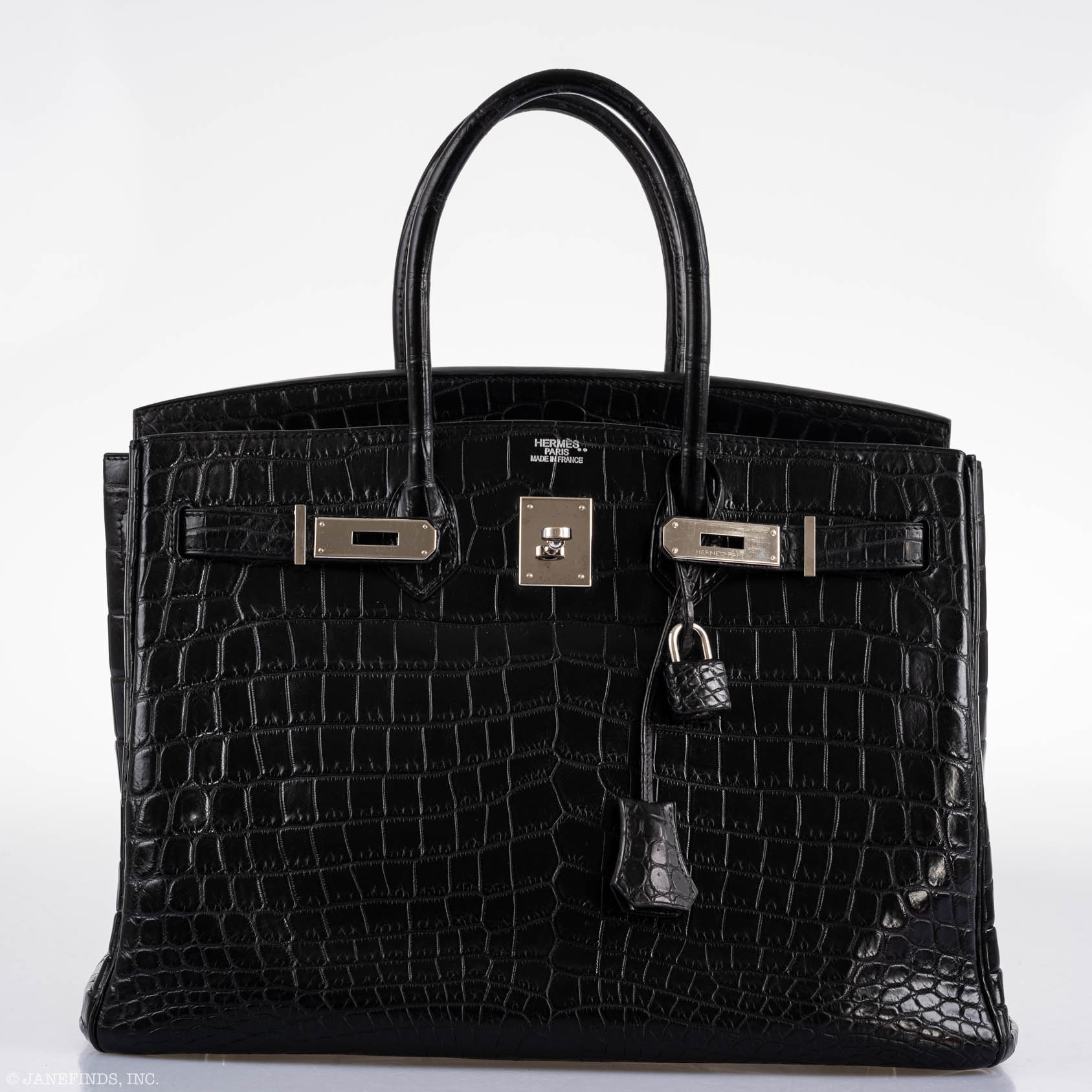 Hermès Birkin 35 Matte Black Nilo Crocodile with Palladium Hardware - 2011, O Square