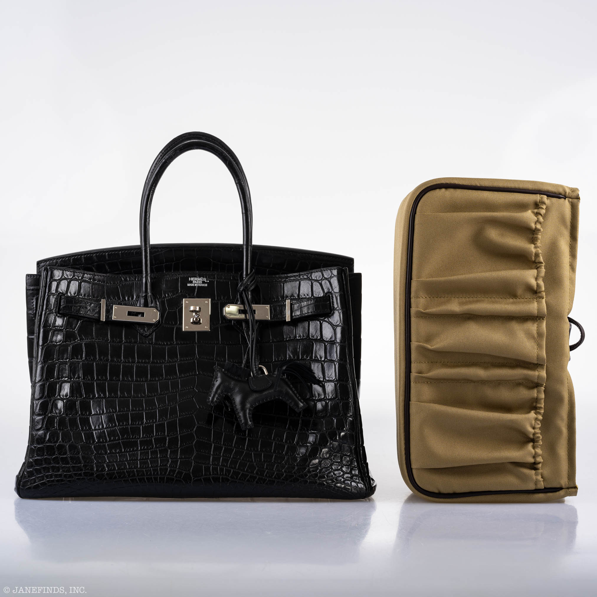 Hermès Birkin 35 Matte Black Nilo Crocodile with Palladium Hardware - 2011, O Square