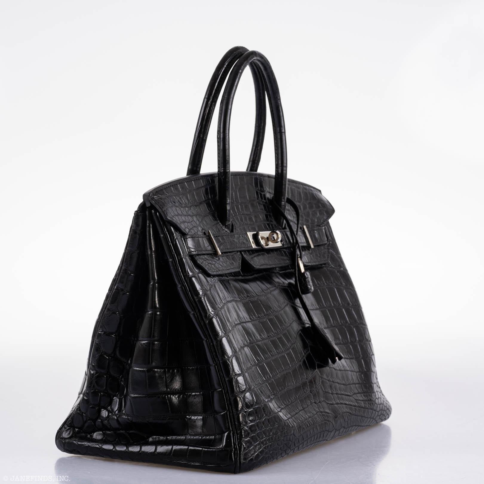 Hermès Birkin 35 Matte Black Nilo Crocodile with Palladium Hardware - 2011, O Square