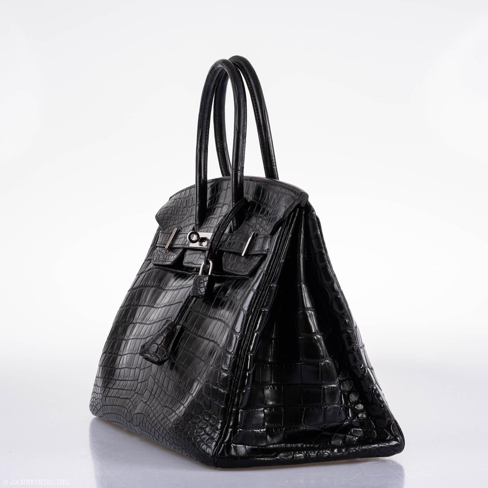 Hermès Birkin 35 Matte Black Nilo Crocodile with Palladium Hardware - 2011, O Square
