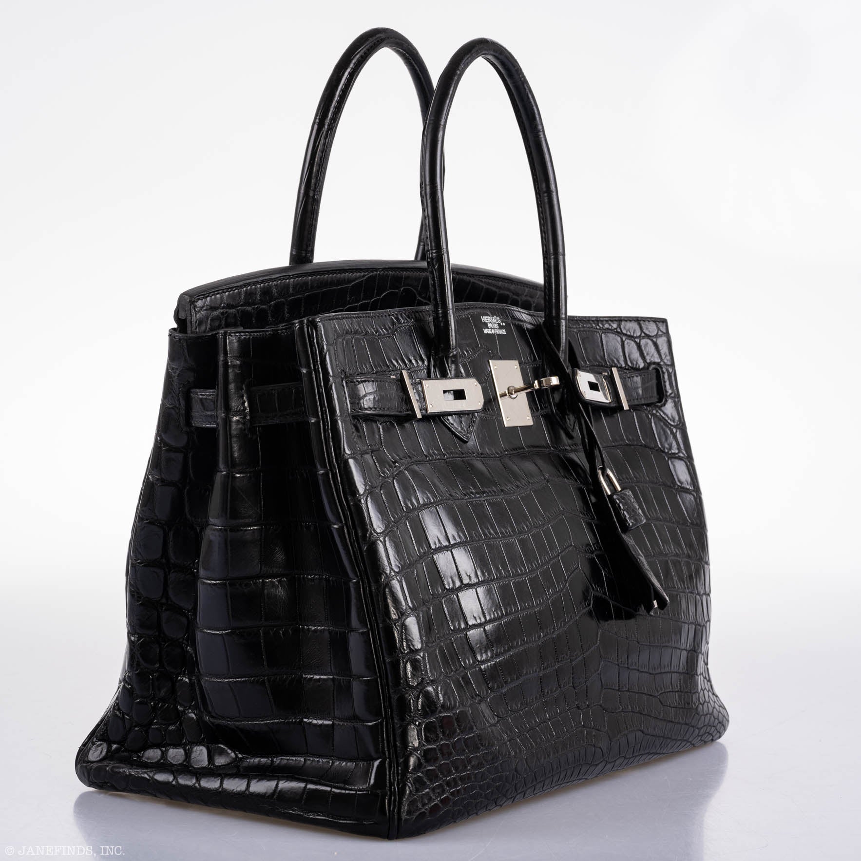 Hermès Birkin 35 Matte Black Nilo Crocodile with Palladium Hardware - 2011, O Square