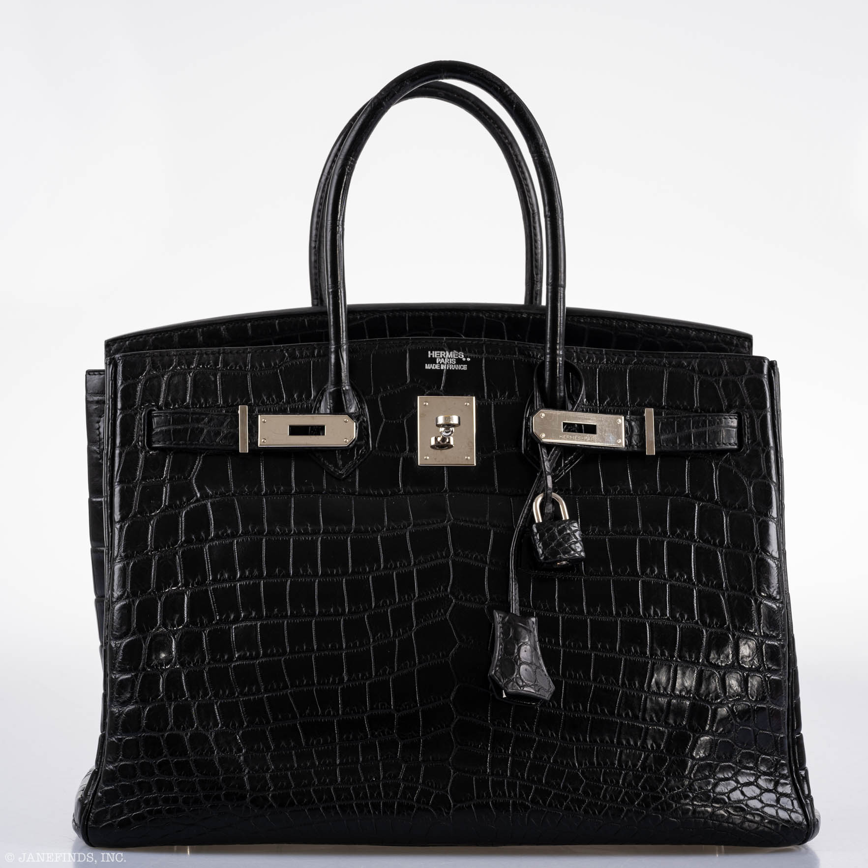 Hermès Birkin 35 Matte Black Nilo Crocodile with Palladium Hardware - 2011, O Square
