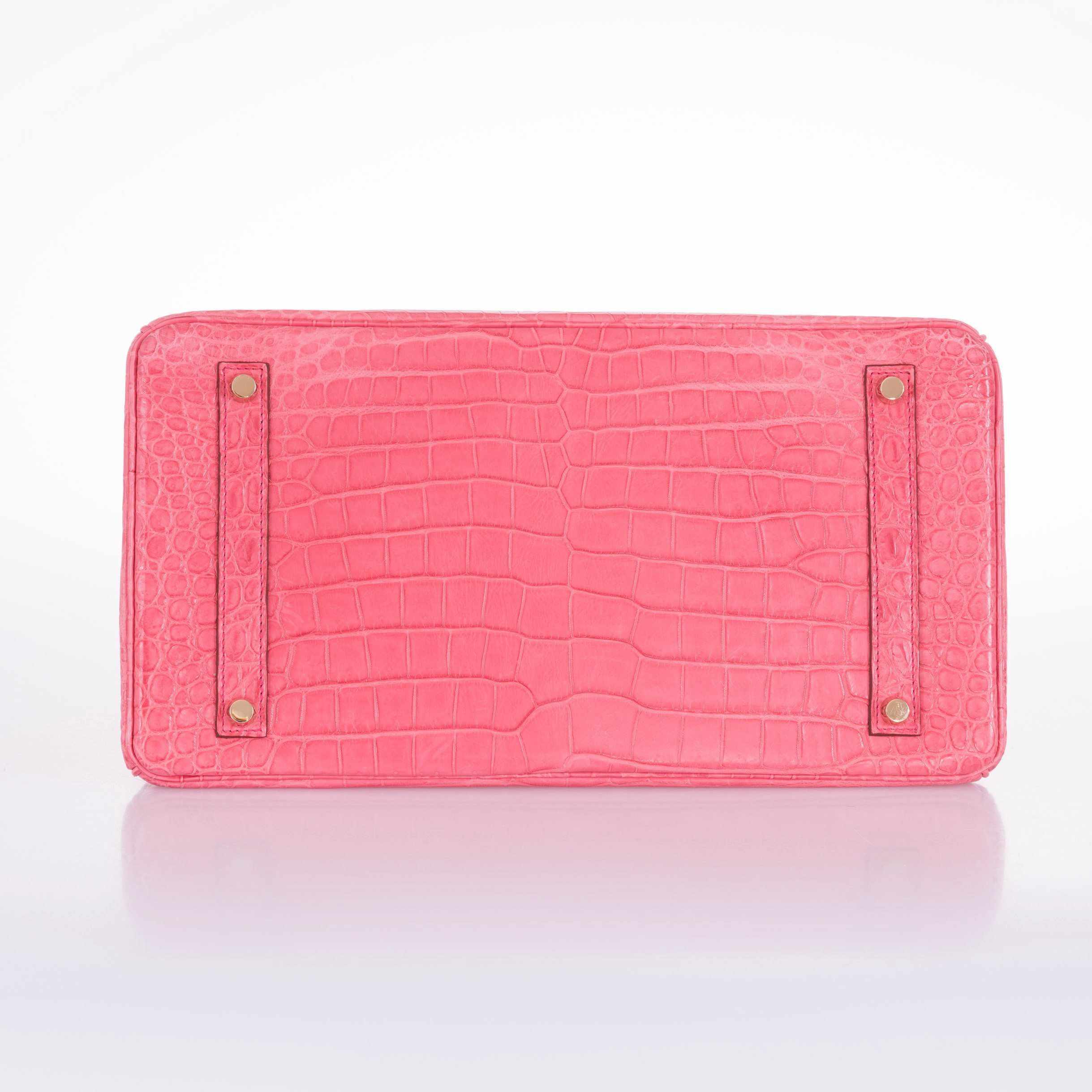 Hermès Birkin 35 Matte Bougainvillea Pink Porosus Crocodile Gold Hardware