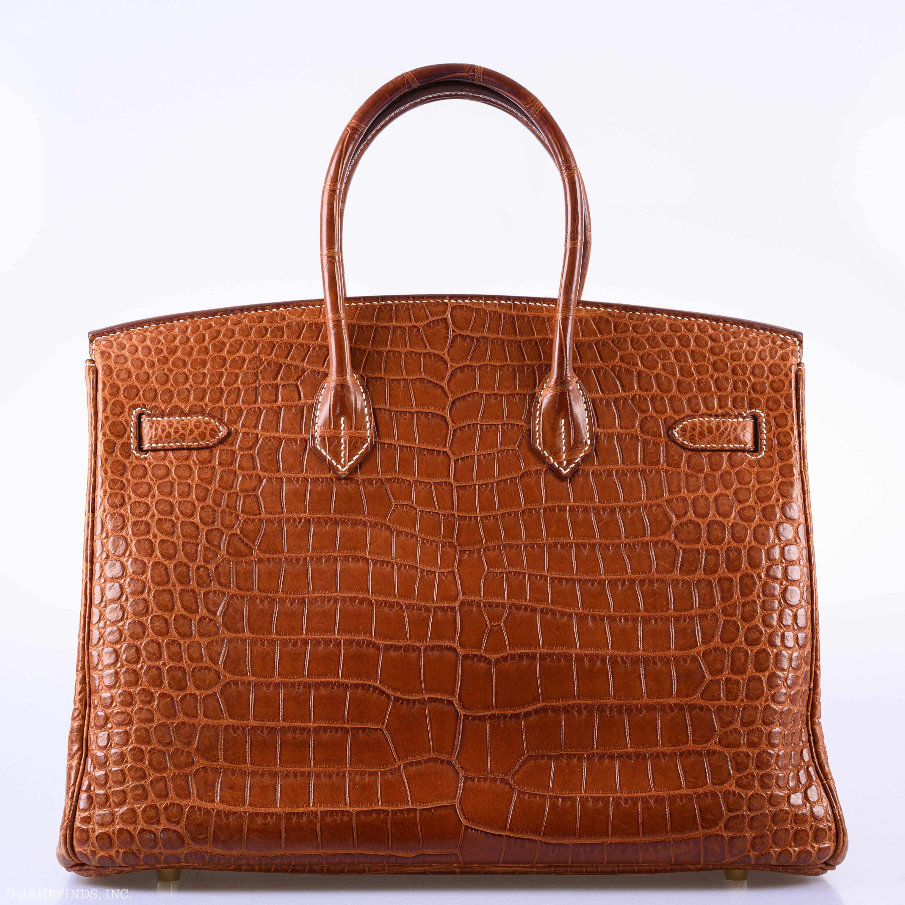 Hermès Birkin 35 Matte Fauve Barenia Porosus Crocodile Gold Hardware - 2008, L Square
