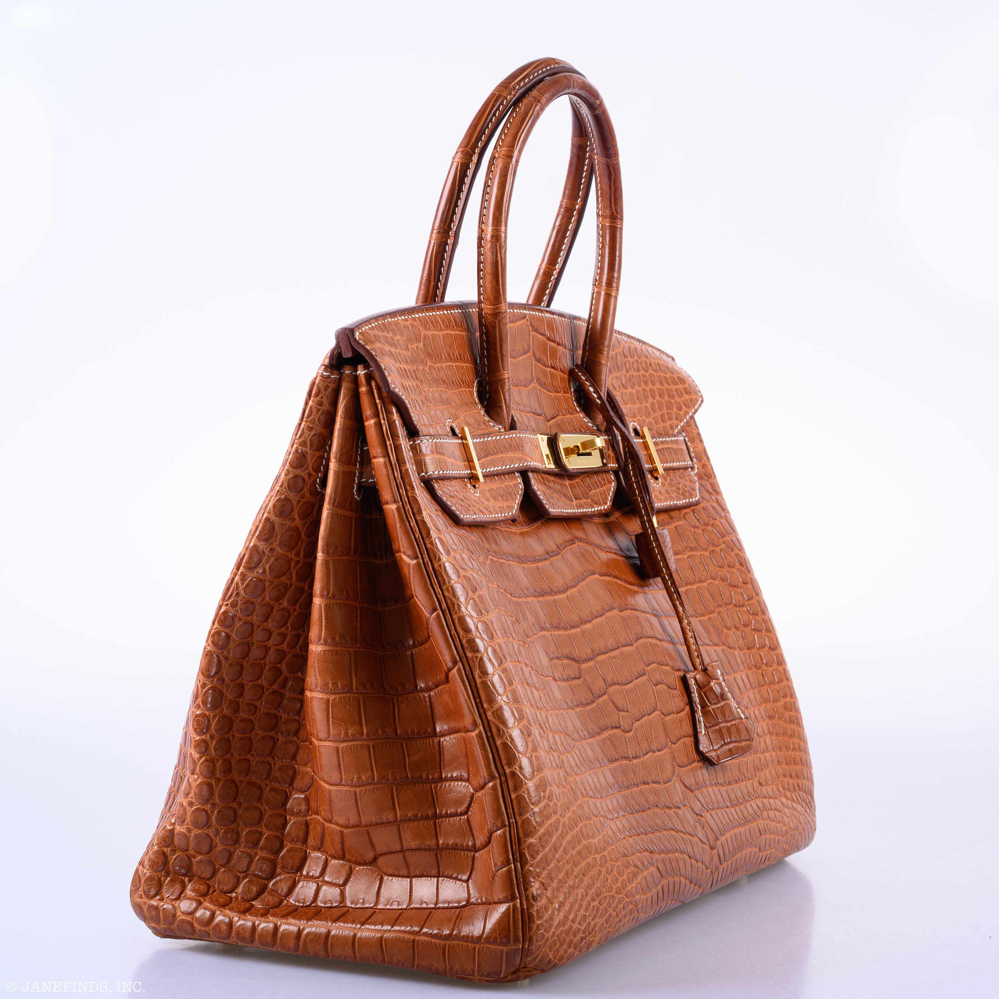 Hermès Birkin 35 Matte Fauve Barenia Porosus Crocodile Gold Hardware - 2008, L Square
