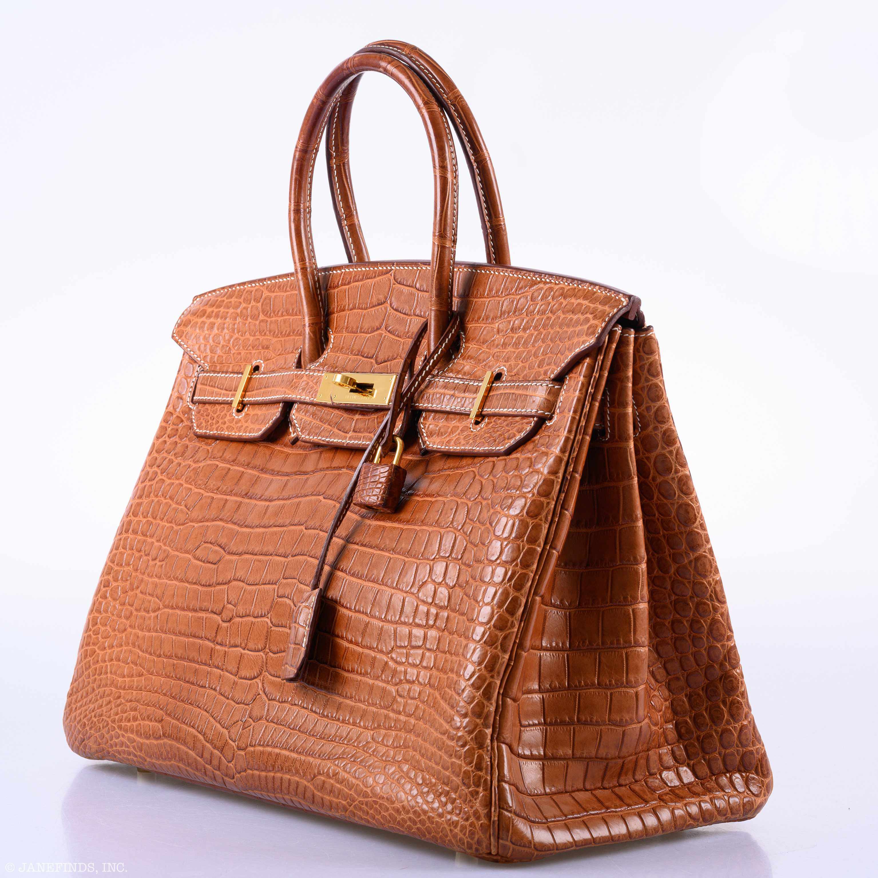 Hermès Birkin 35 Matte Fauve Barenia Porosus Crocodile Gold Hardware - 2008, L Square