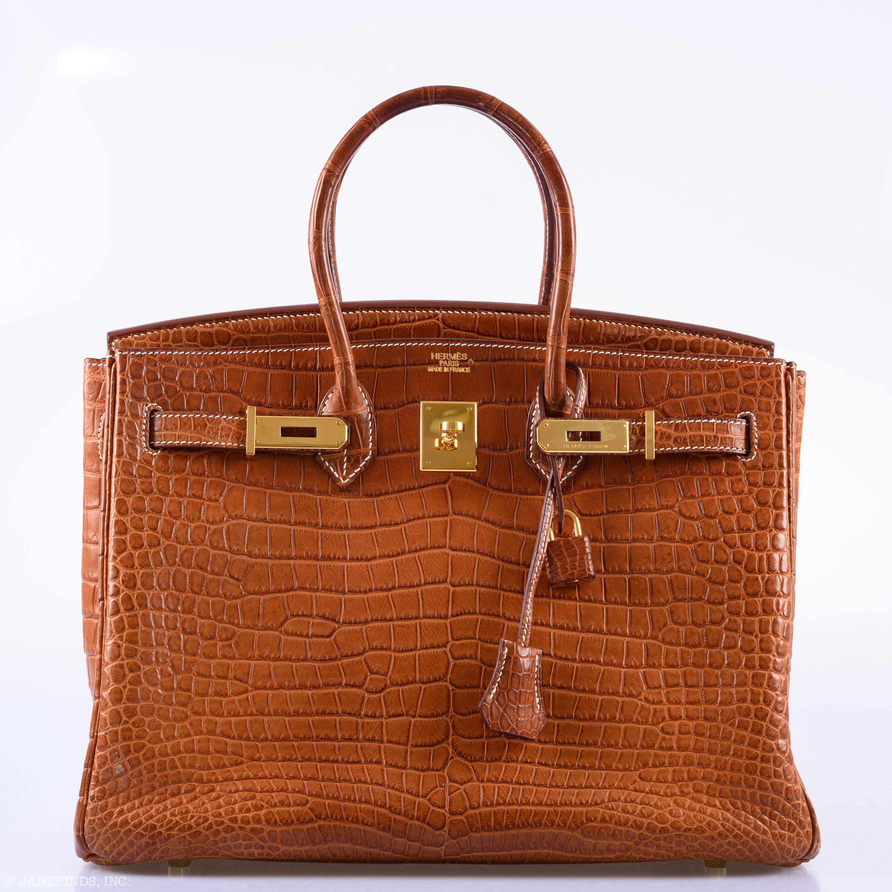Hermès Birkin 35 Matte Fauve Barenia Porosus Crocodile Gold Hardware - 2008, L Square