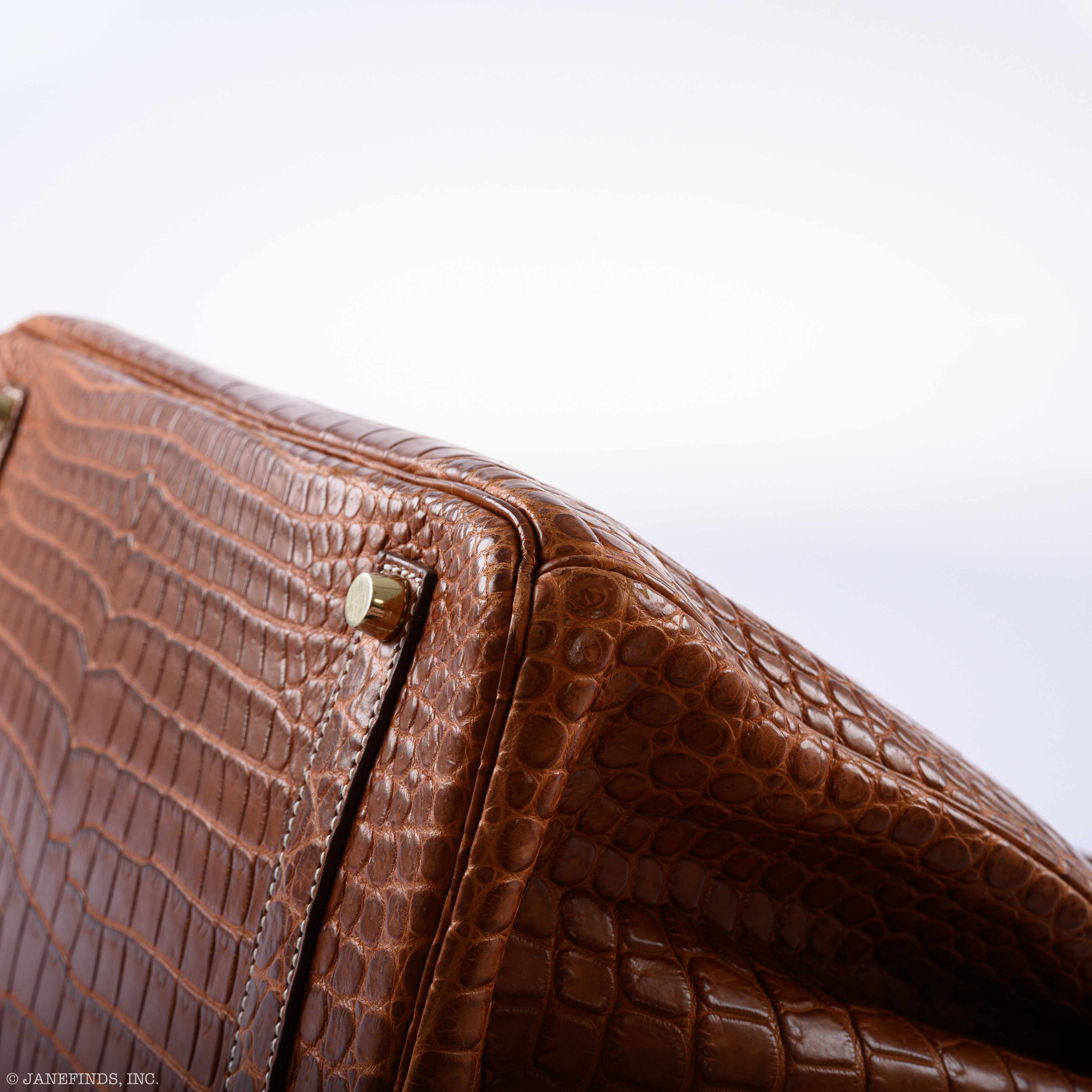 Hermès Birkin 35 Matte Fauve Barenia Porosus Crocodile Gold Hardware - 2008, L Square