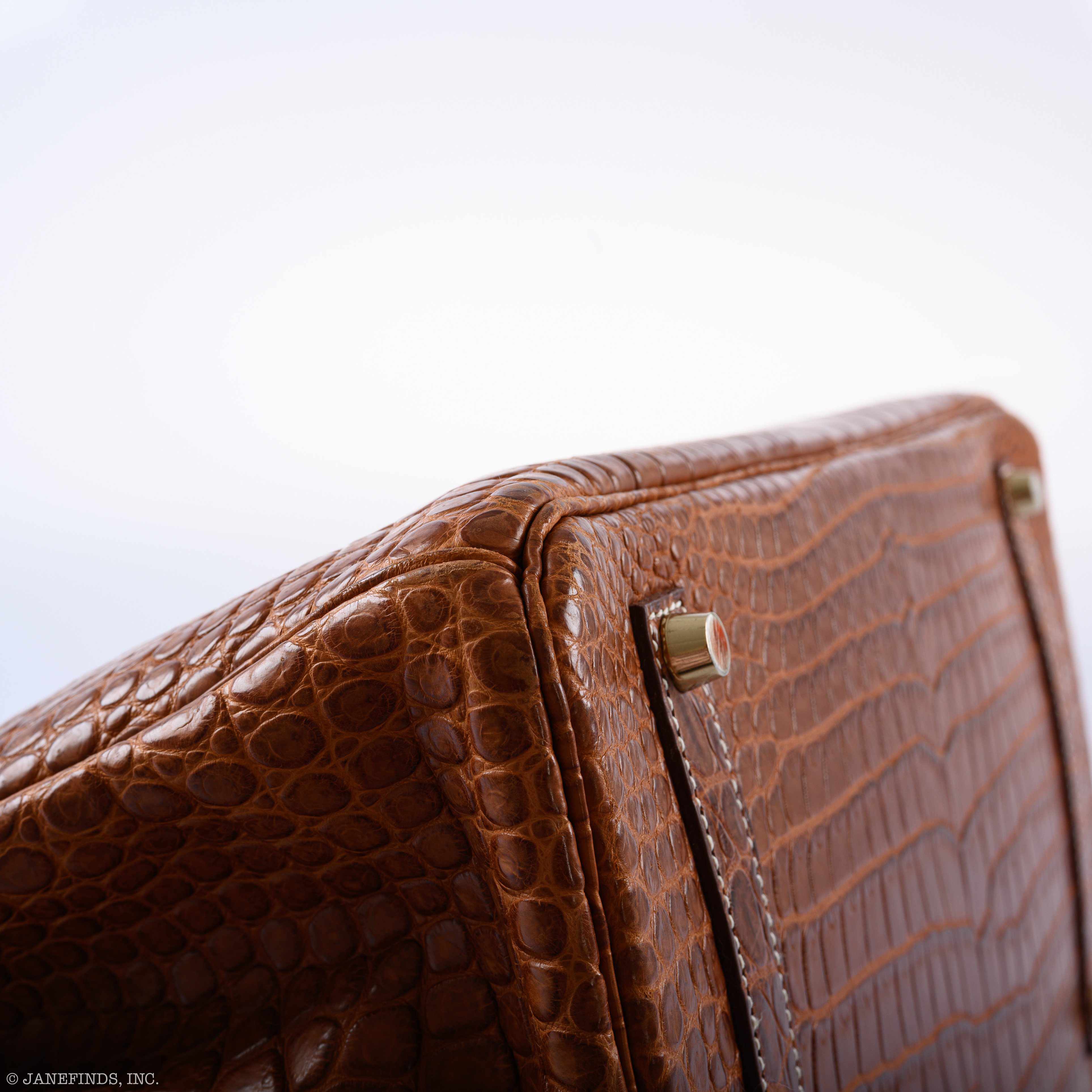 Hermès Birkin 35 Matte Fauve Barenia Porosus Crocodile Gold Hardware - 2008, L Square