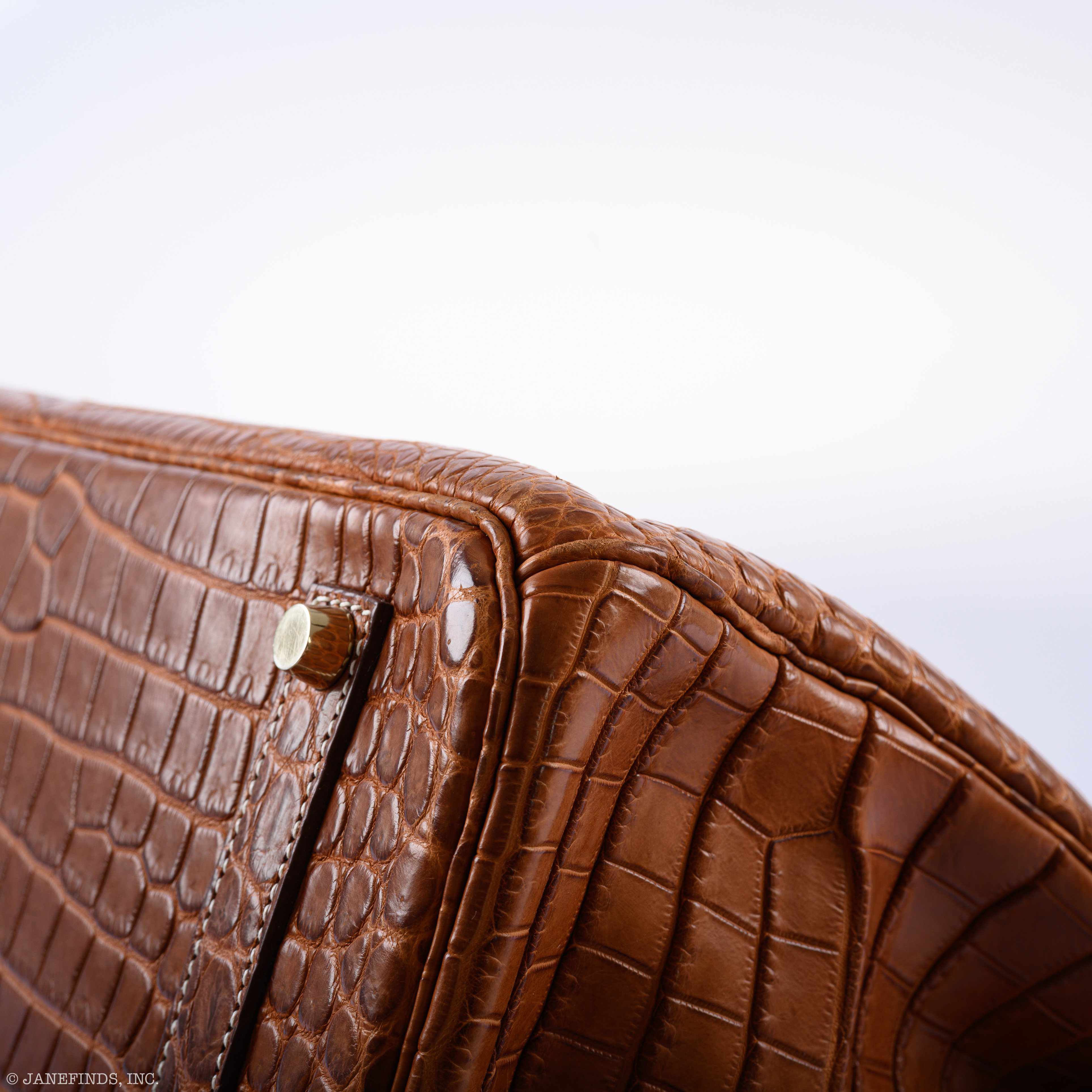 Hermès Birkin 35 Matte Fauve Barenia Porosus Crocodile Gold Hardware - 2008, L Square