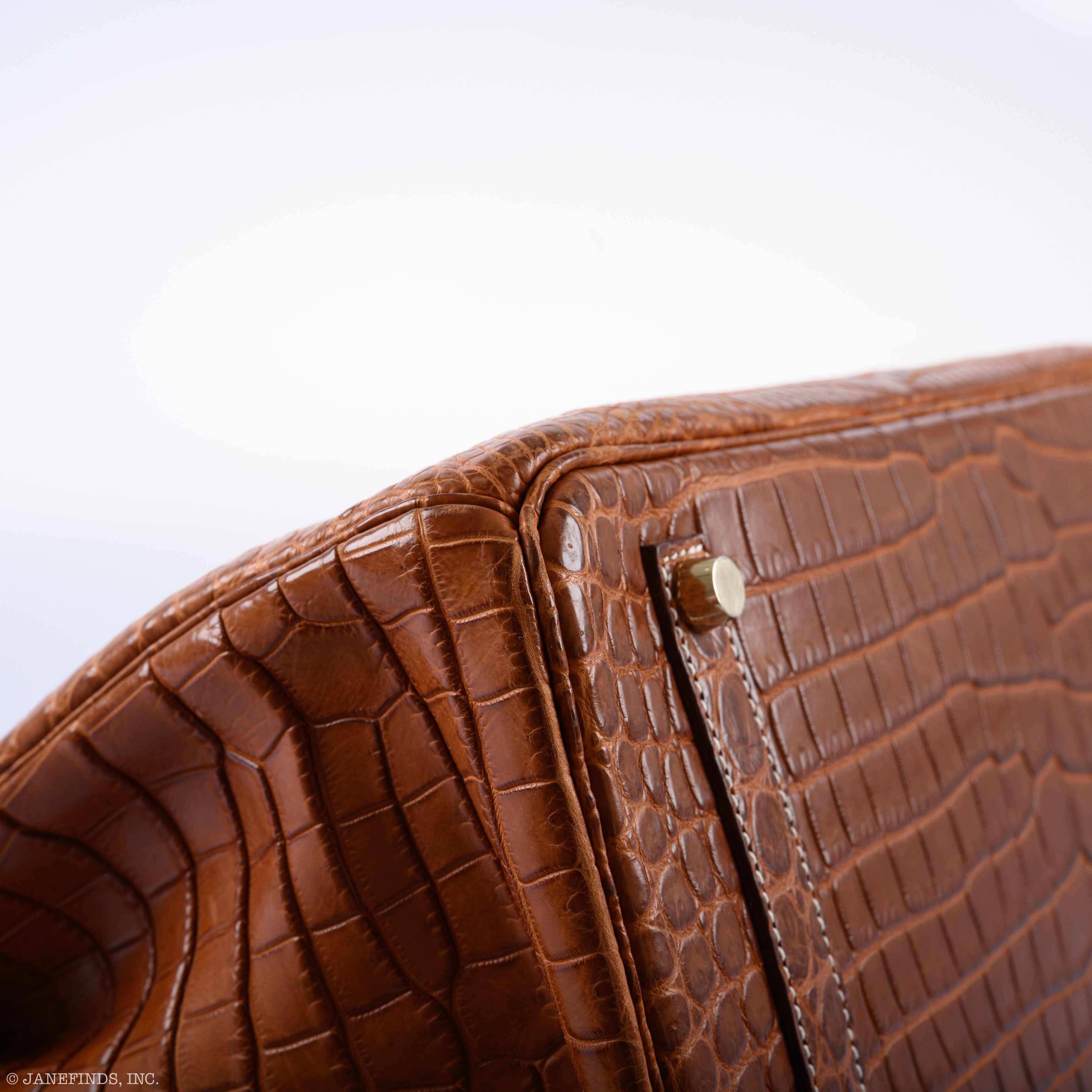 Hermès Birkin 35 Matte Fauve Barenia Porosus Crocodile Gold Hardware - 2008, L Square