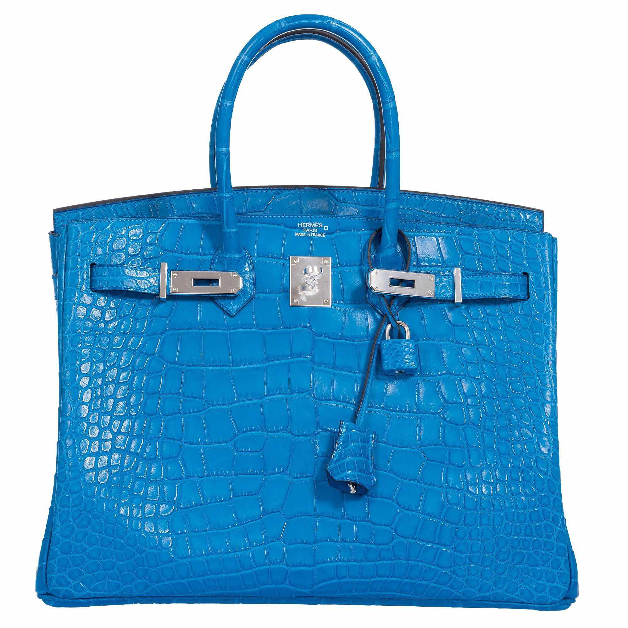 Hermes Birkin Bag 35cm Blue Pale Clemence Palladium Hardware