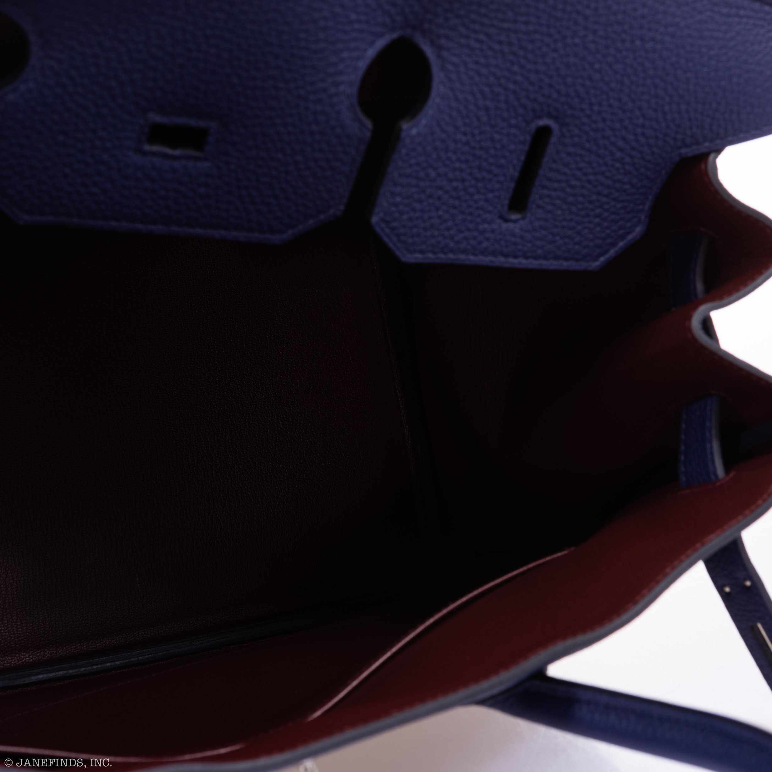 Hermès Birkin 35 Officier Blue Encre Verso Bordeaux Togo Palladium Hardware