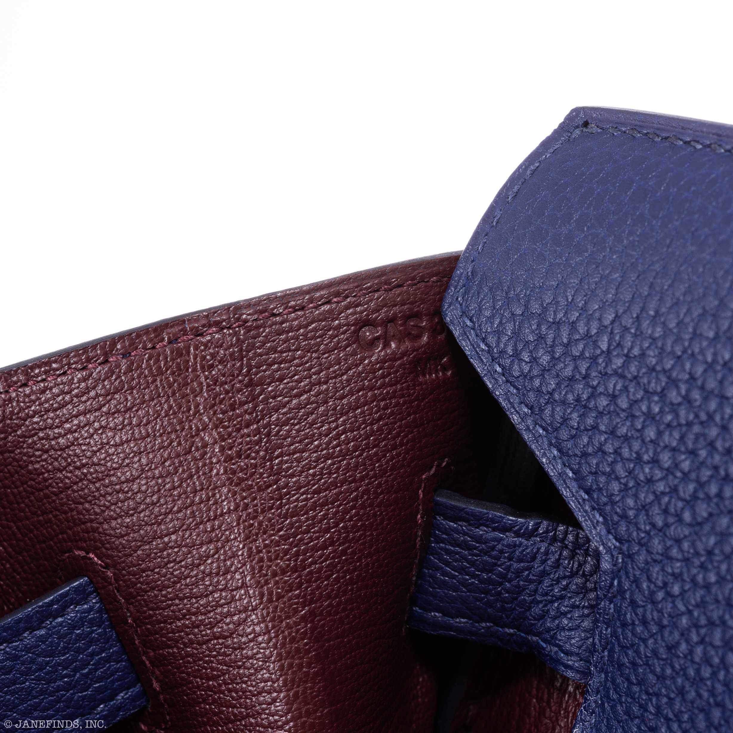 Hermès Birkin 35 Officier Blue Encre Verso Bordeaux Togo Palladium Hardware