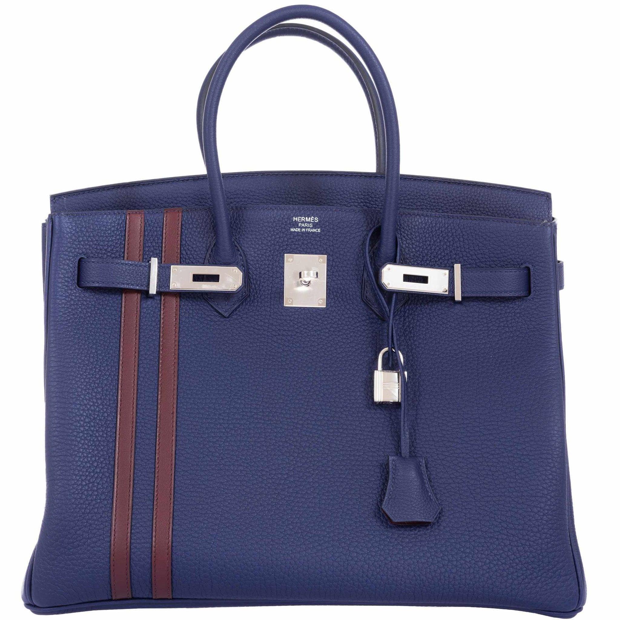 Hermes Birkin 35 Bag Blue de France Togo Leather Palladium Hardware