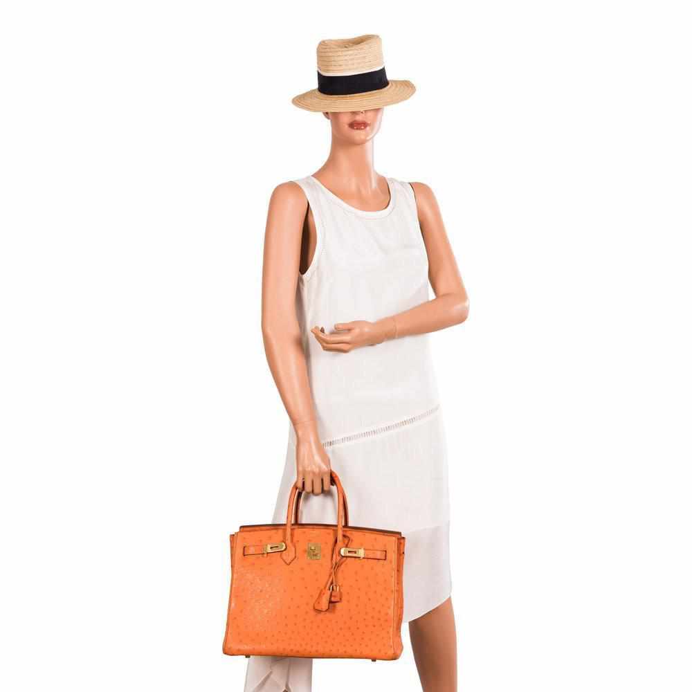 Hermès Birkin 35 Ostrich Orange Gold Hardware