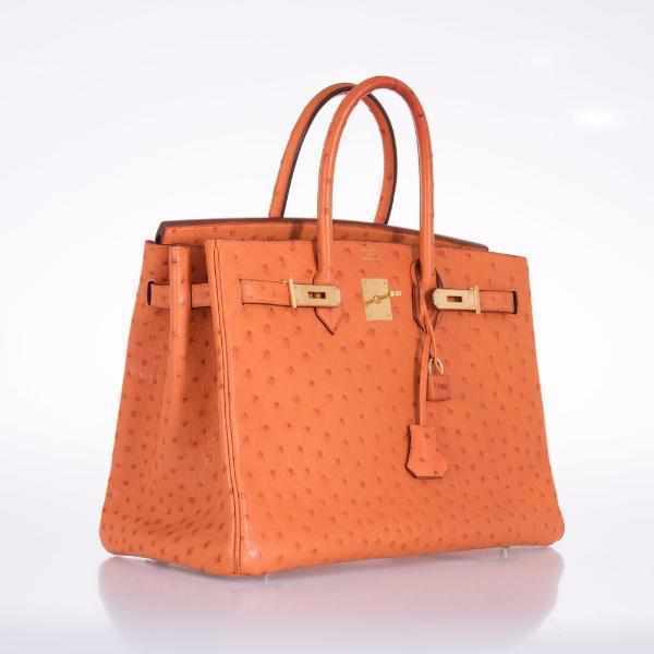 Hermès Birkin 35 Ostrich Orange Gold Hardware