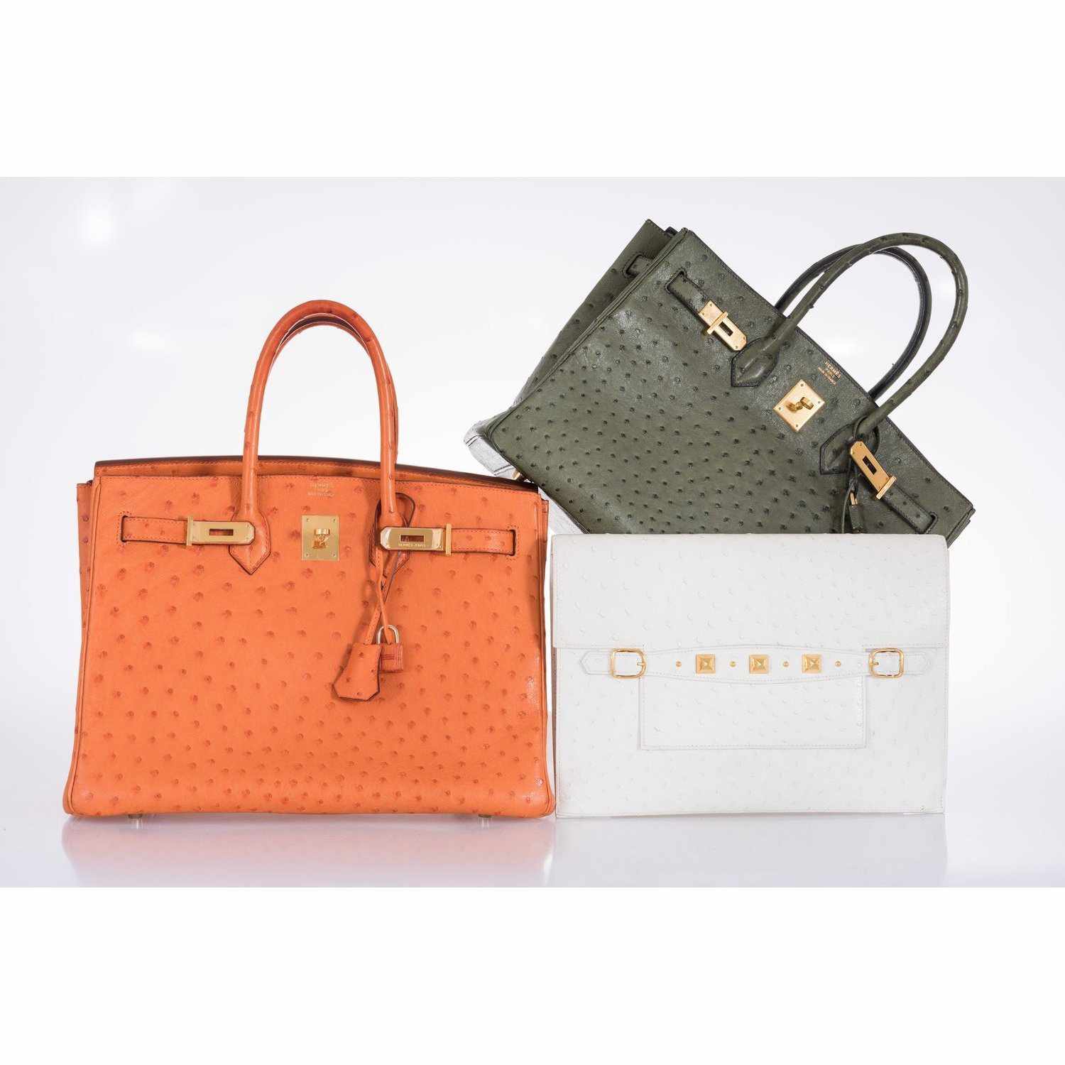 Hermès Birkin 35 Ostrich Orange Gold Hardware