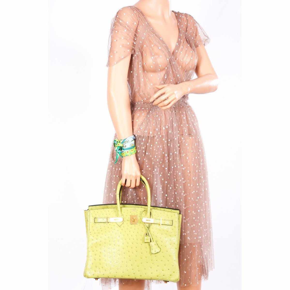 Hermès Birkin 35 Ostrich Vert Anis Gold Hardware