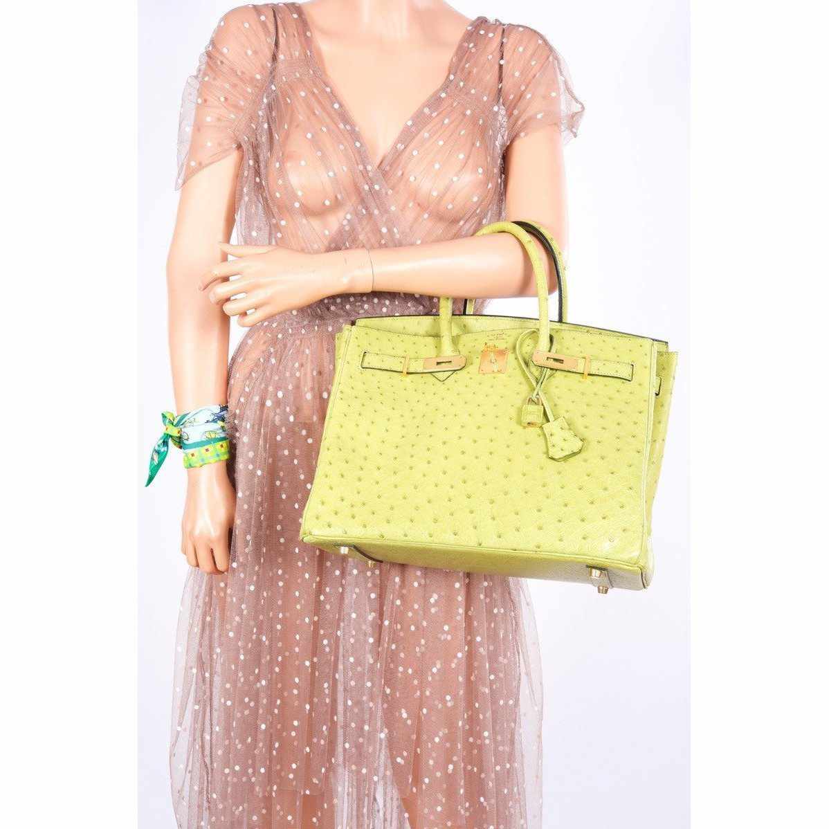 Hermès Birkin 35 Ostrich Vert Anis Gold Hardware