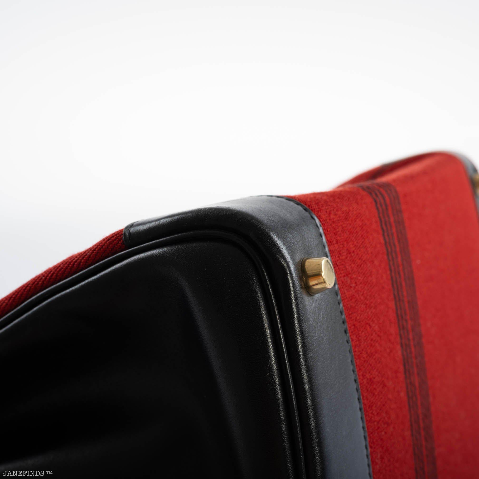 Hermès Birkin 35 Red Potamos Canvas & Black Box with Gold Hardware - 2006, J Square