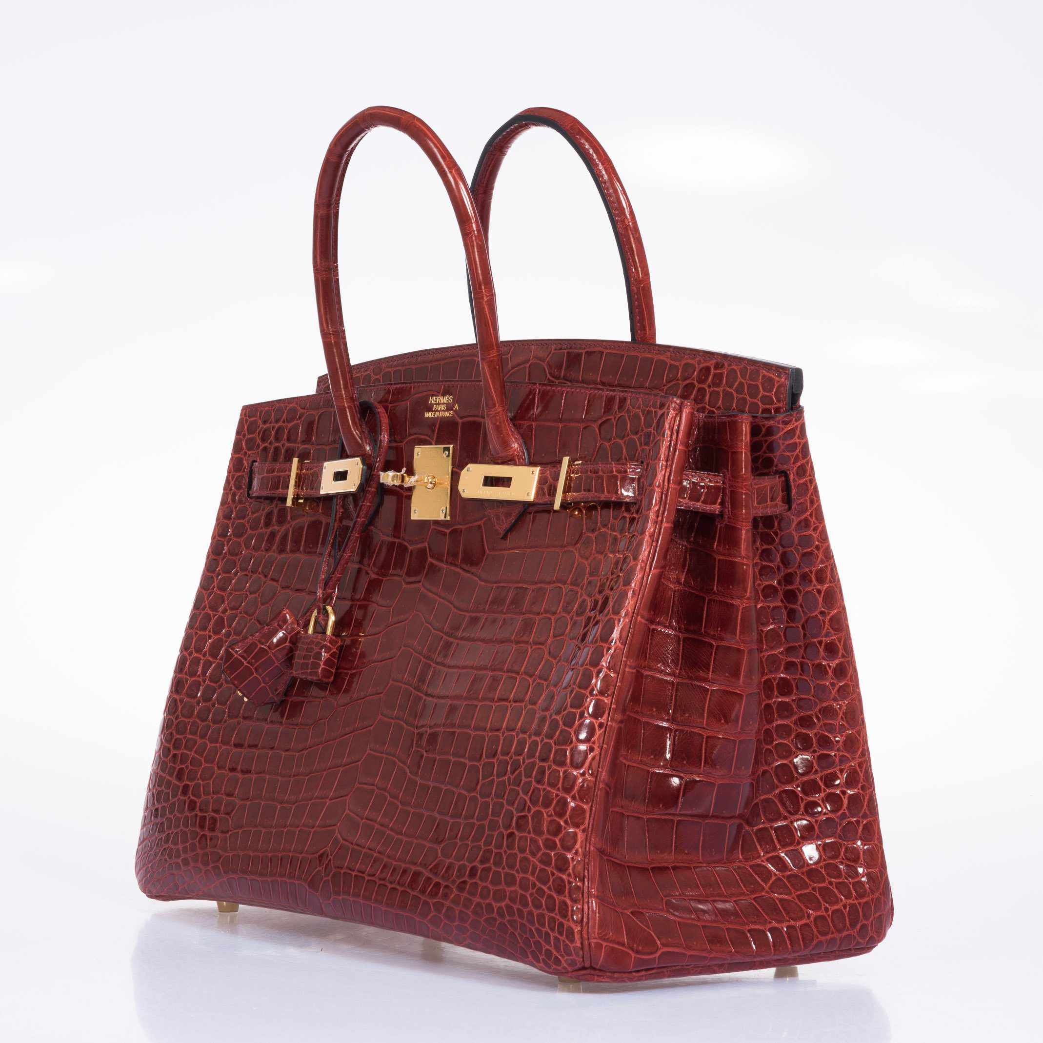 Hermès Birkin 35 Rouge H Shiny Porosus Crocodile Gold Hardware